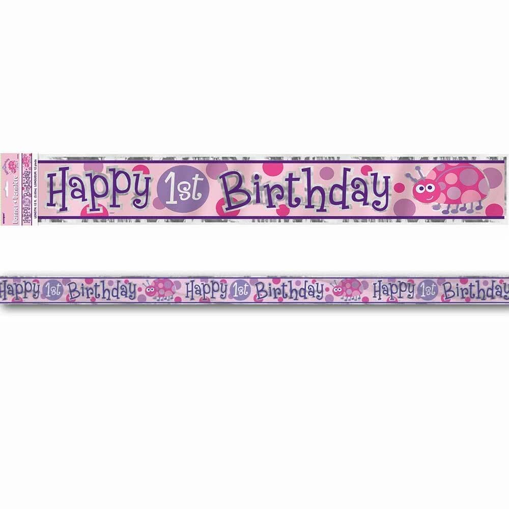 First Birthday Ladybug Happy Birthday Banner