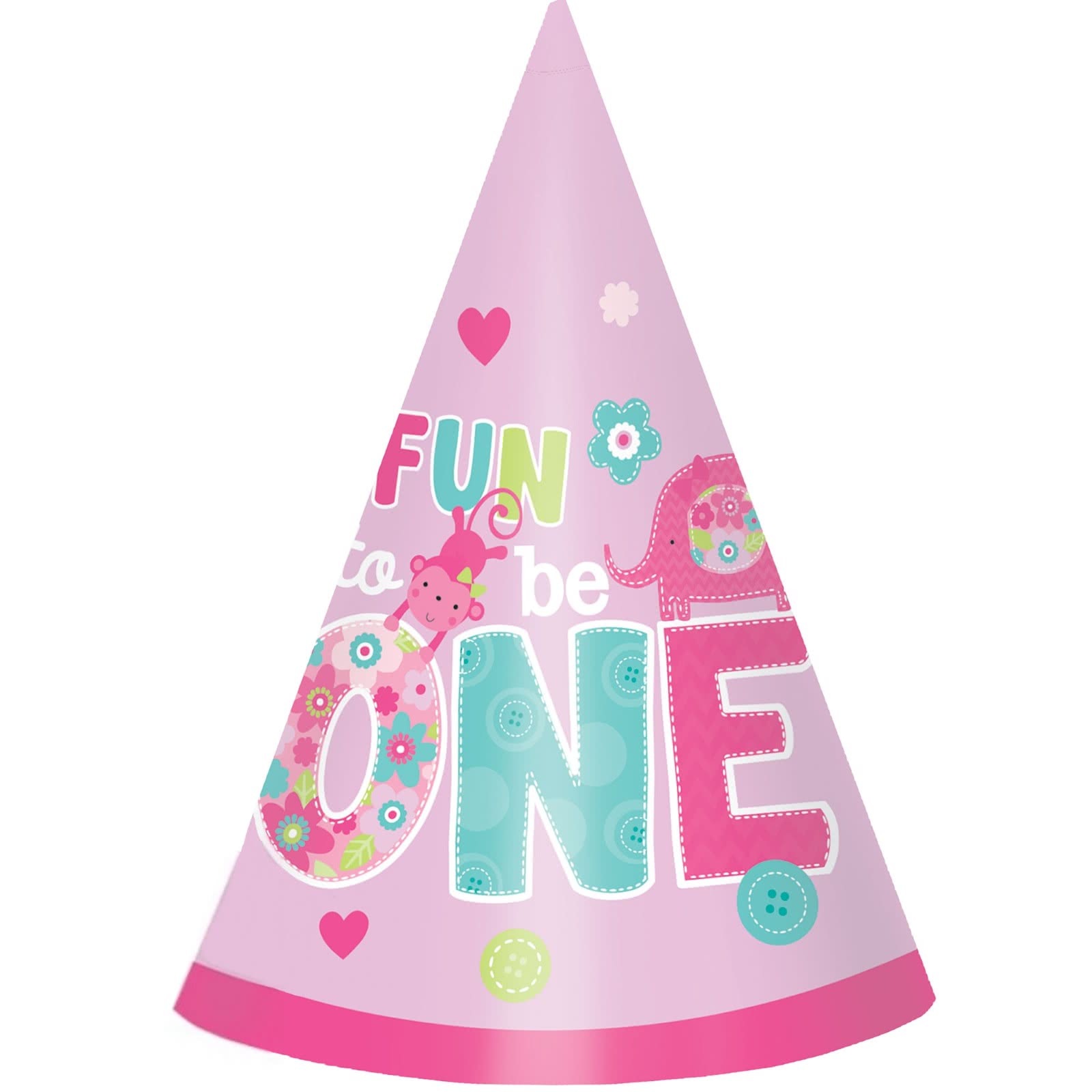 One Wild Girl Party Hats (Pack of 8)