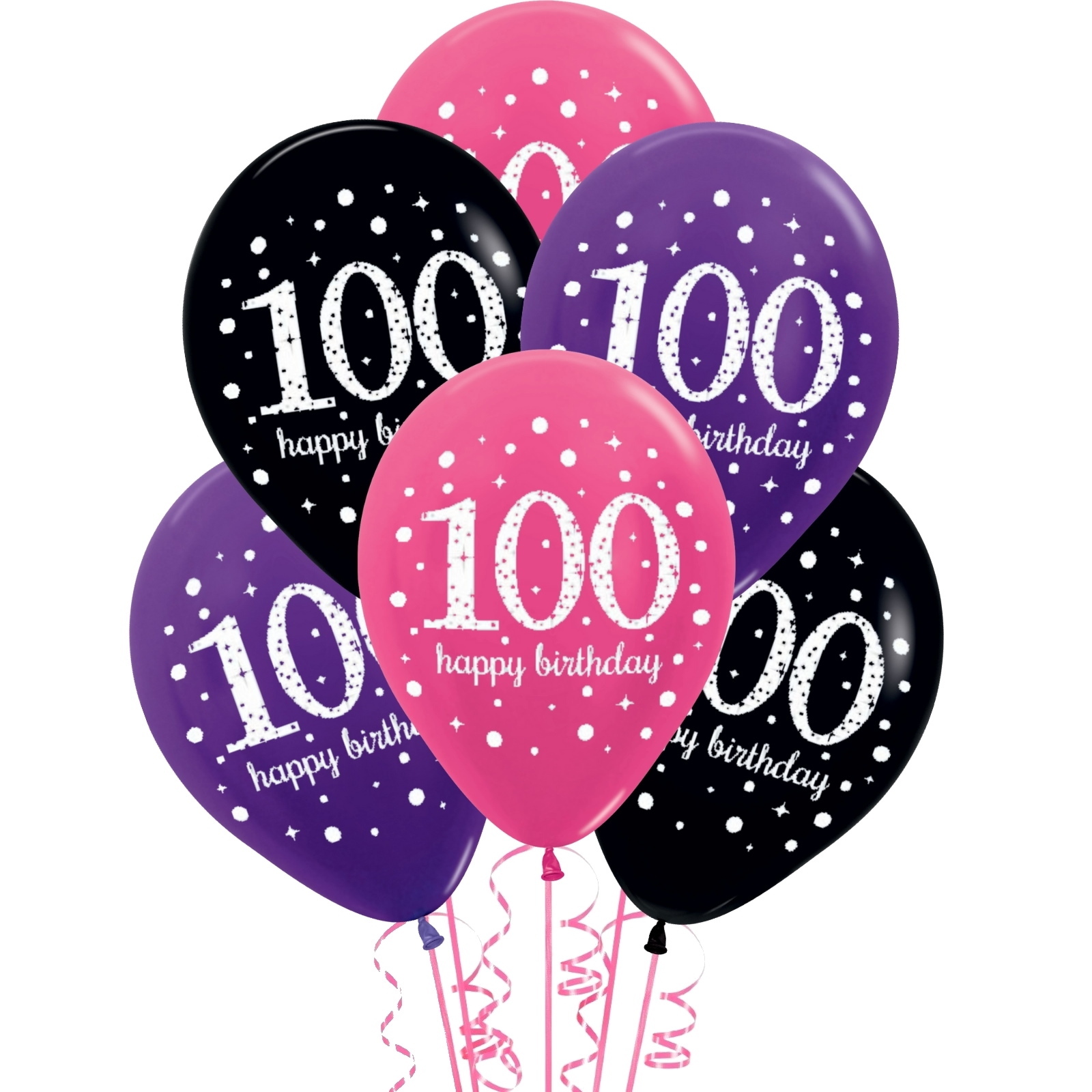 Pink Celebration 100th Birthday Balloons (Pack of 6)