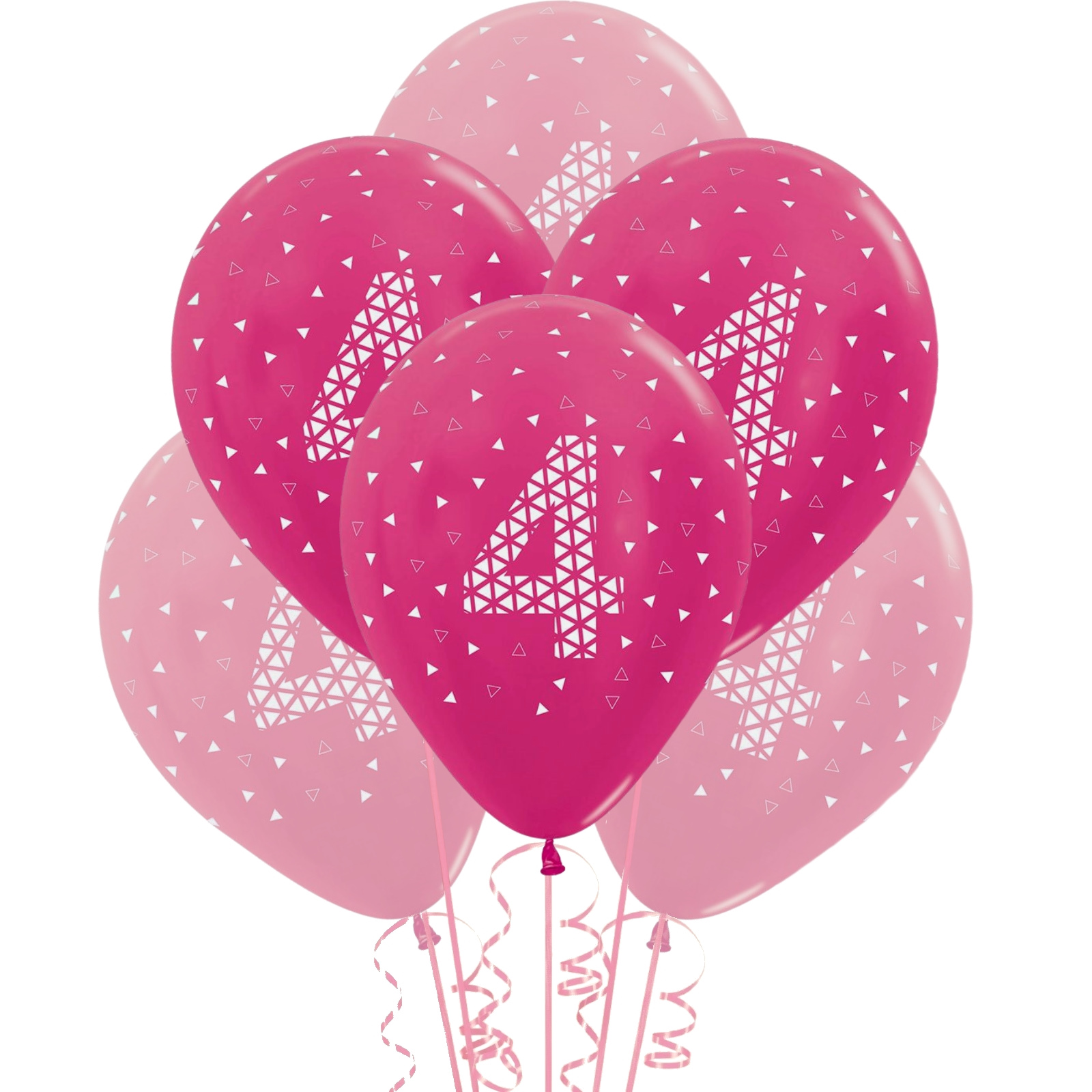 4th Birthday Pink Geometric Pattern Balloons 45cm (Pack of 6)