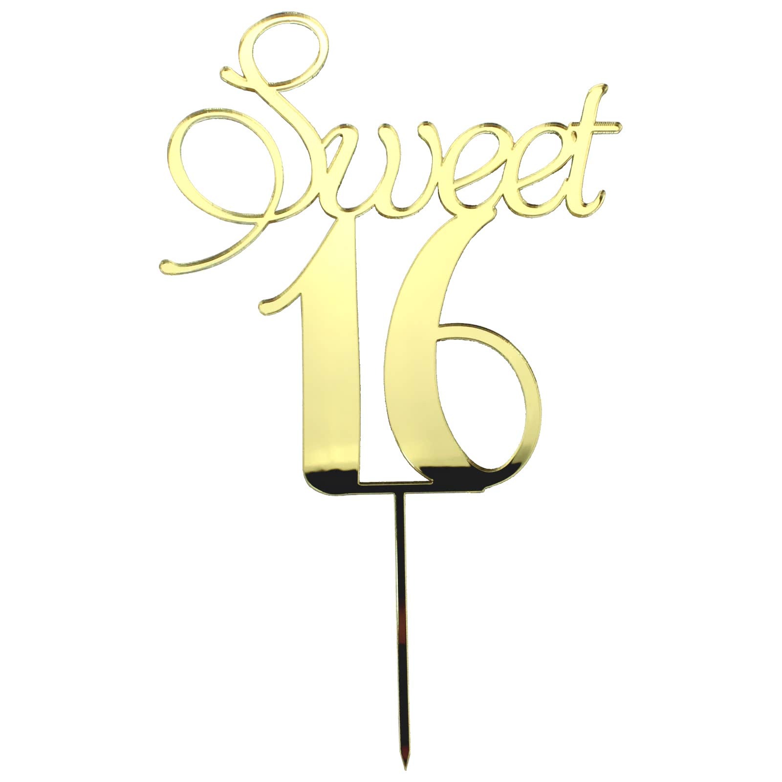 Sweet 16 Gold Mirror Cake Topper