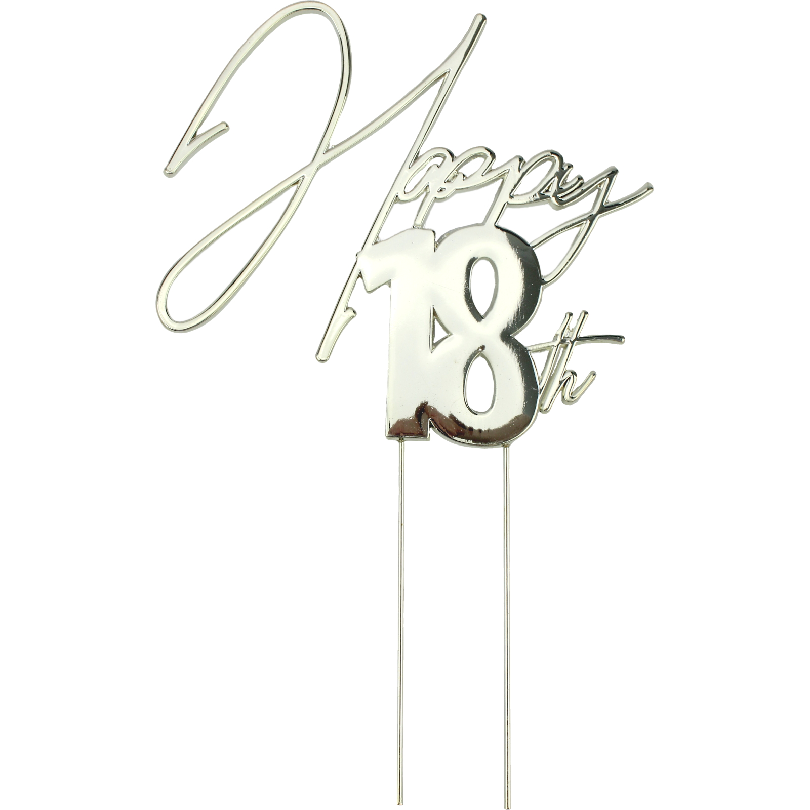 Happy 18th Silver Metal Cake Topper