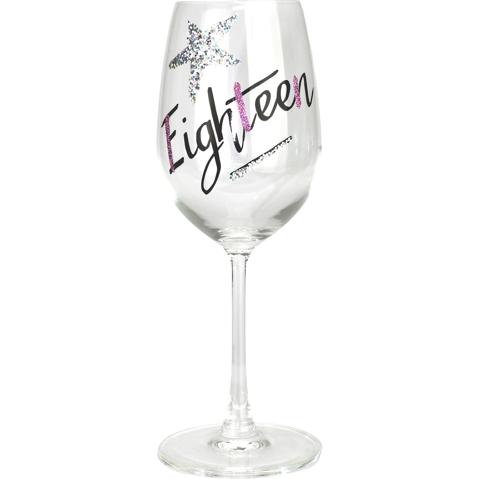 18th Birthday Holographic Glitter Wine Glass