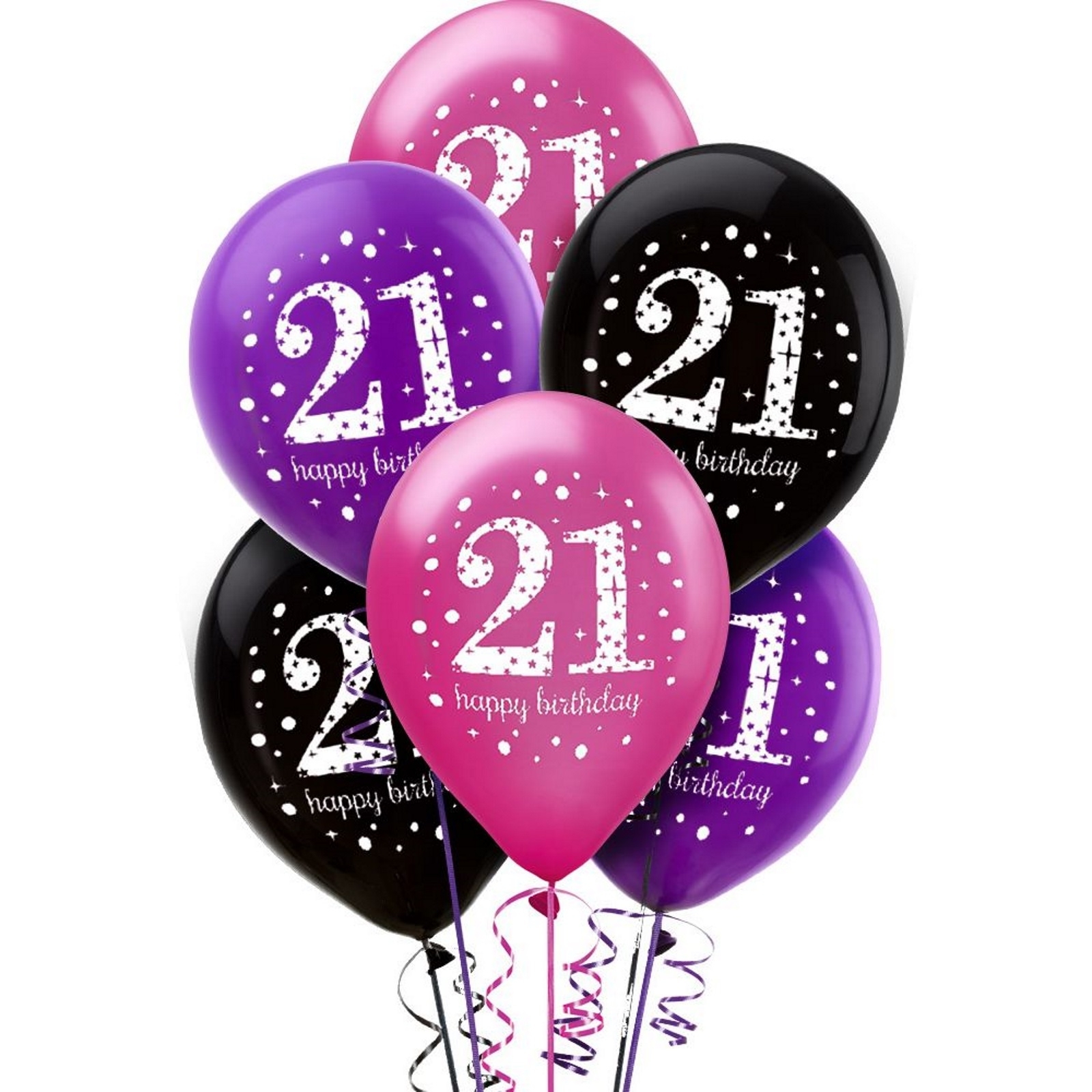 Pink Celebration 21st Birthday Balloons (Pack of 6)