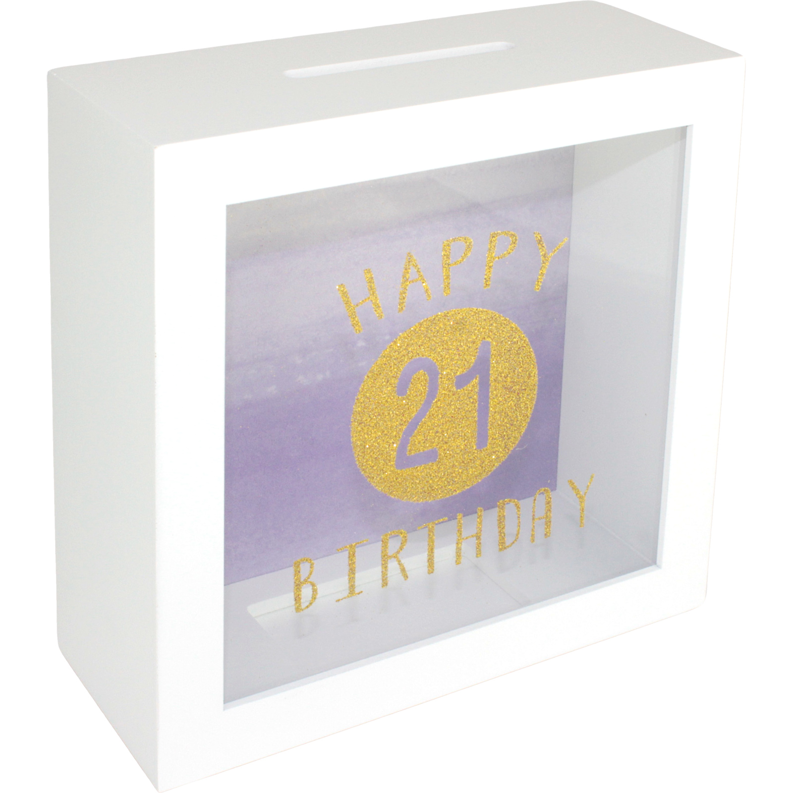 Happy 21st Birthday Glitter Money Box