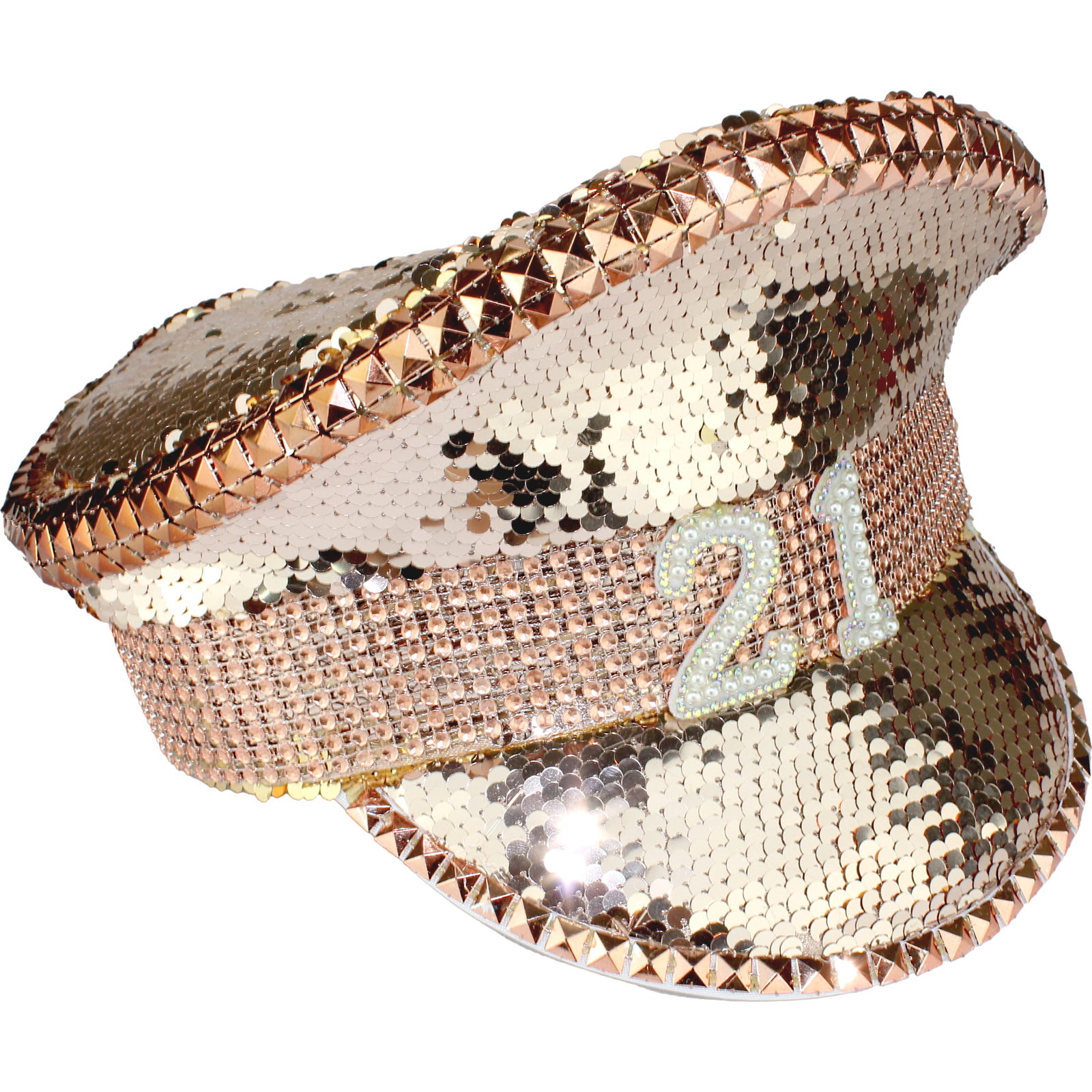 Rose Gold 21st Sequin Hat