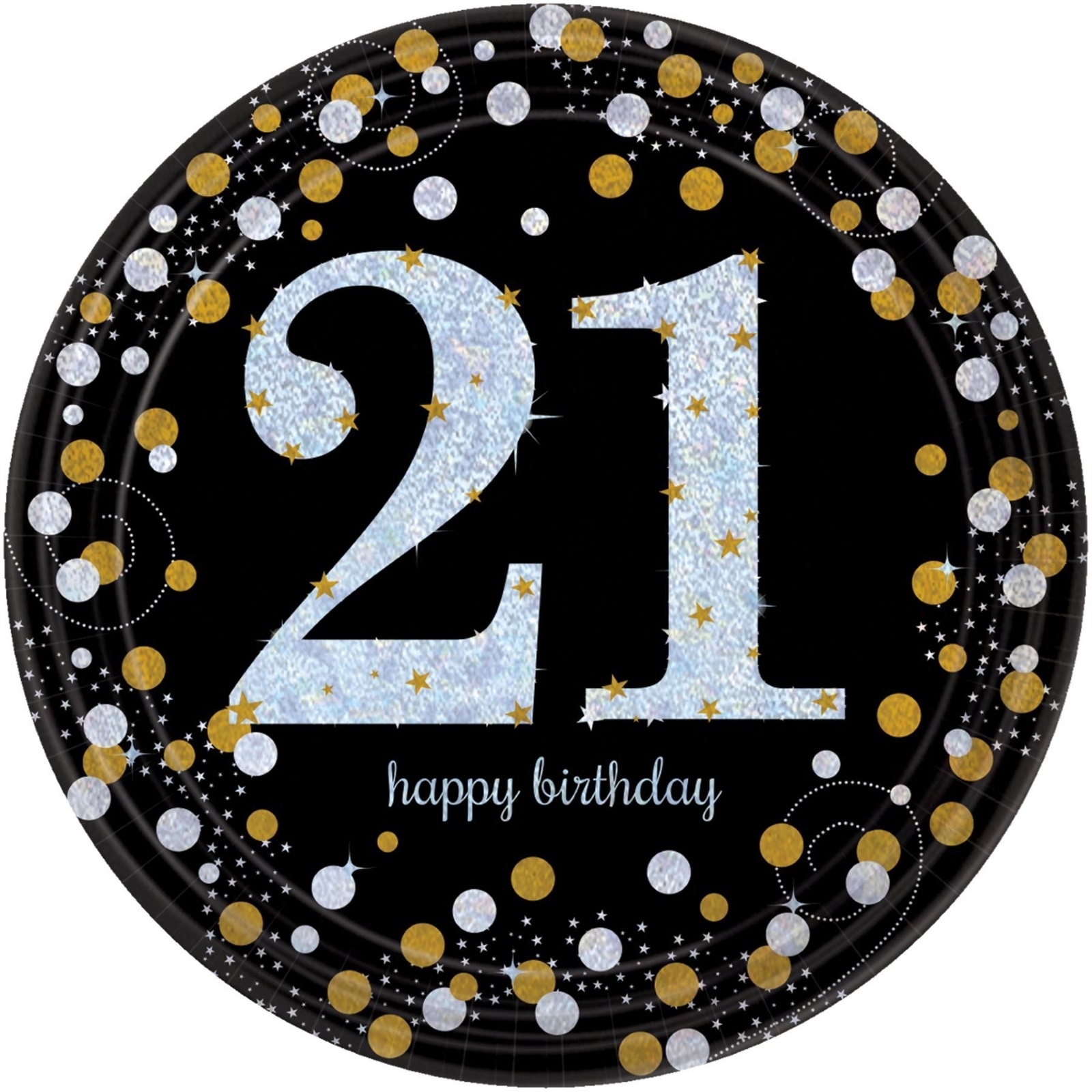 Sparkling Celebration 21st Birthday Large Paper Plates (Pack of 8)