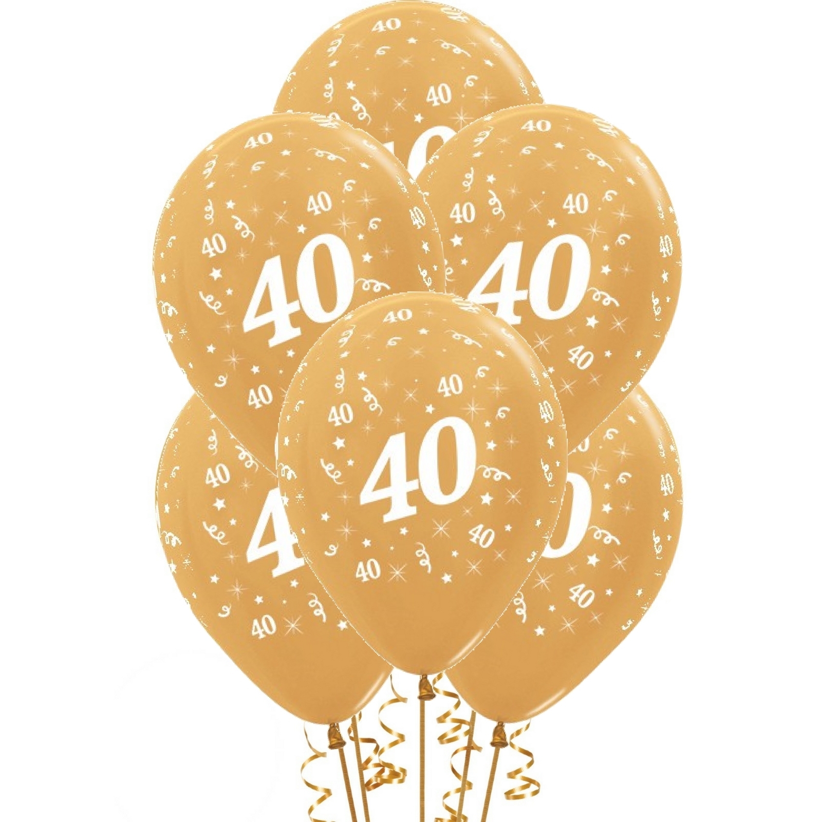 Sempertex All Over 40th Birthday Gold Balloons (Pack of 6)