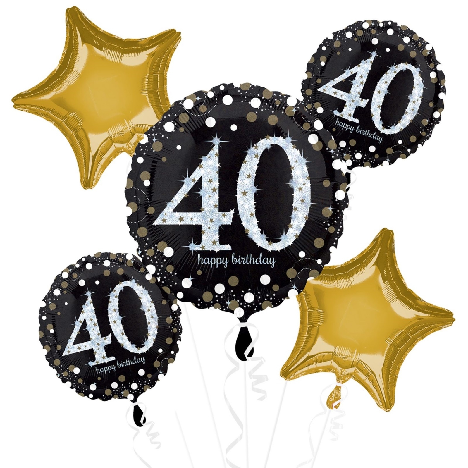 Sparkling Celebration 40th Birthday Helium Balloon Bouquet