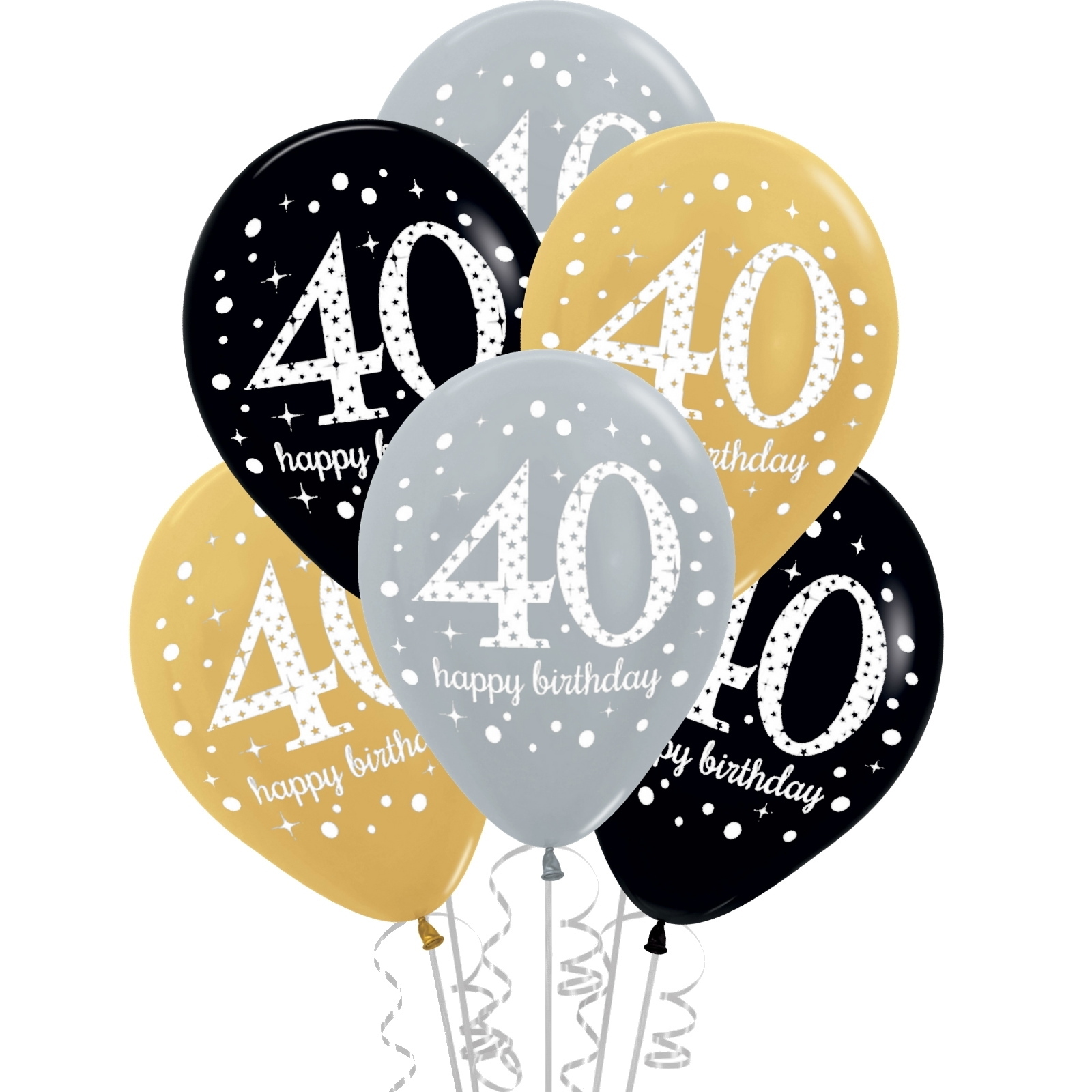 Sparkling Celebration 40th Birthday Balloons (Pack of 6)
