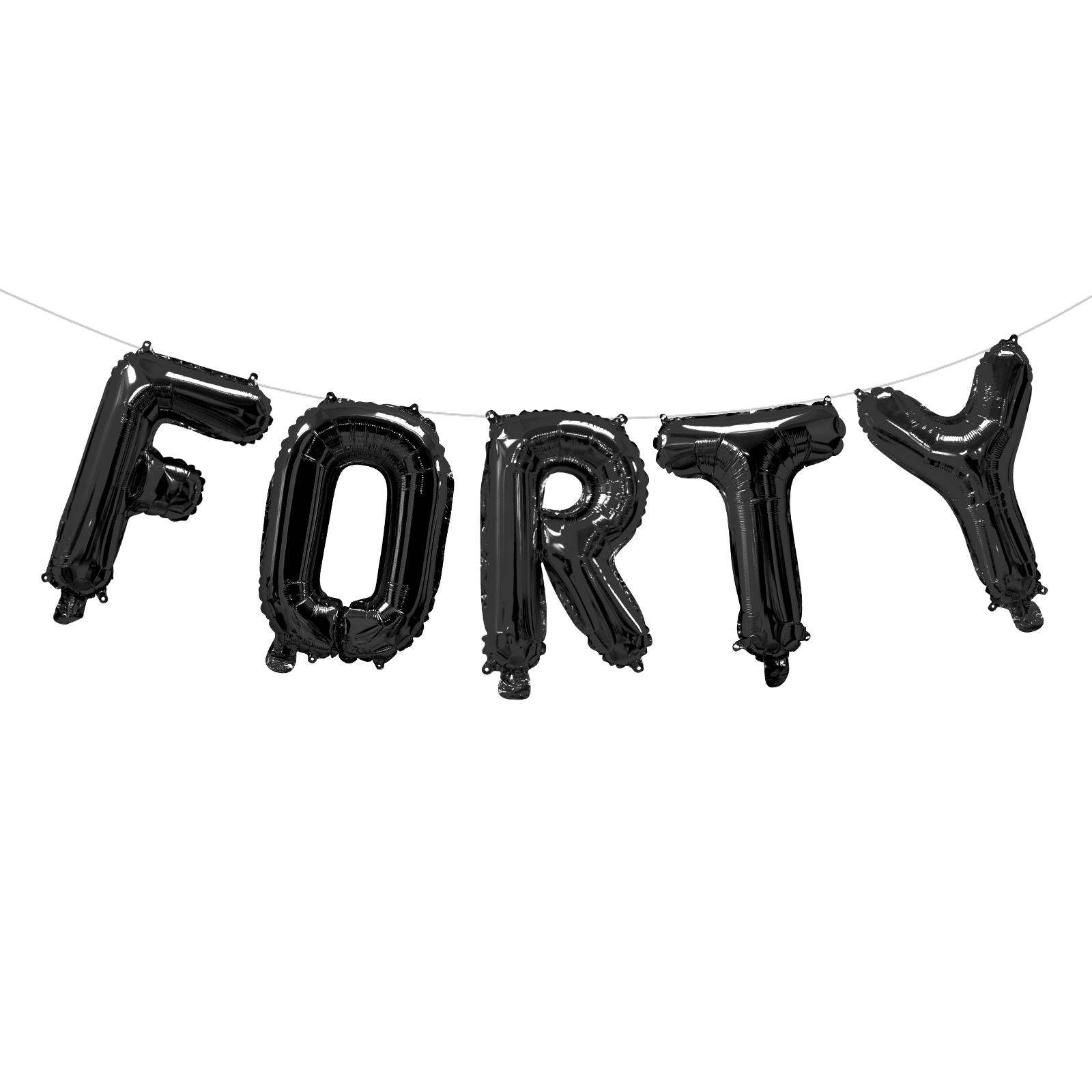 Black 40th Birthday Foil Balloon Letter Pack (Air Fill)
