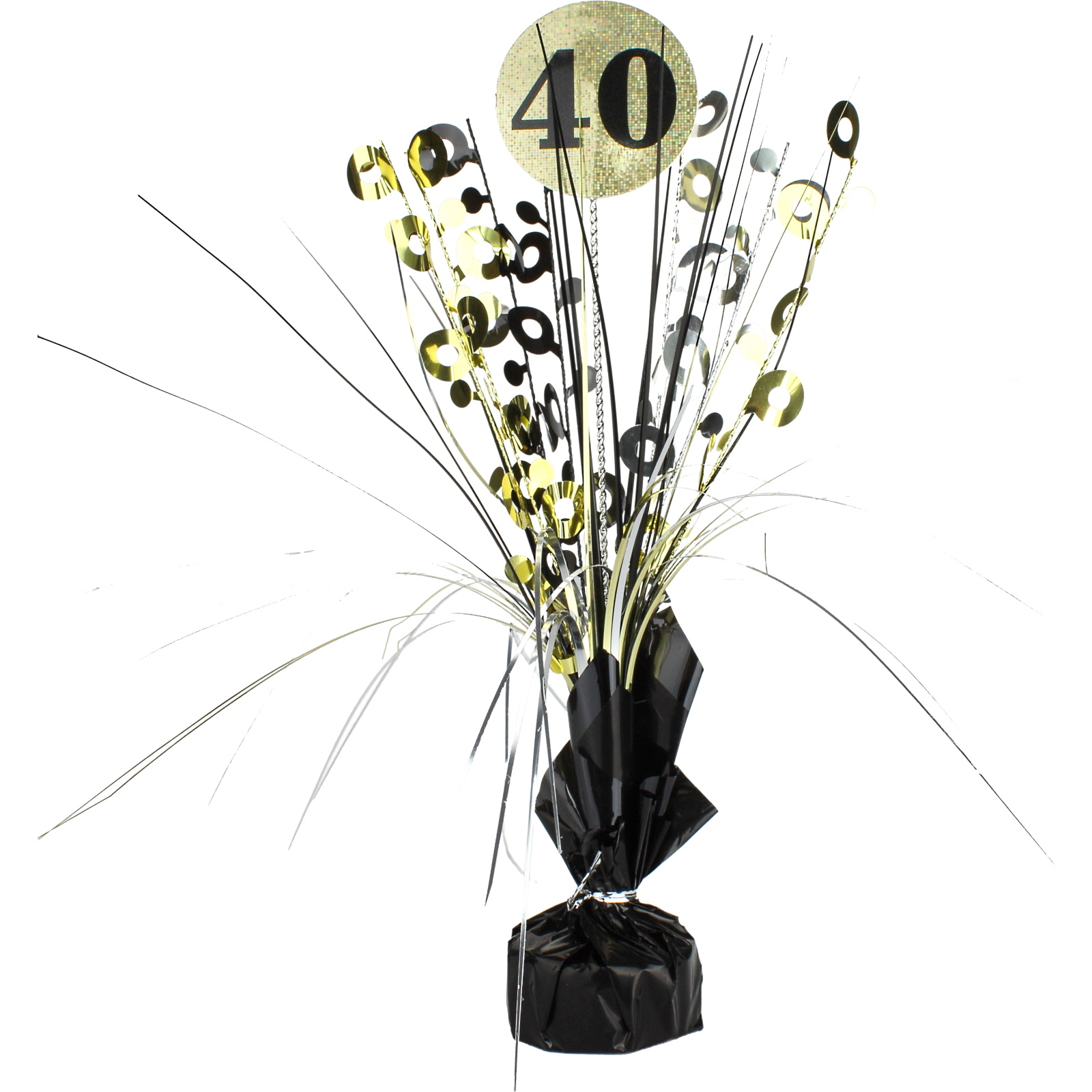 Prismatic Black and Gold 40th Birthday Spray Centrepiece