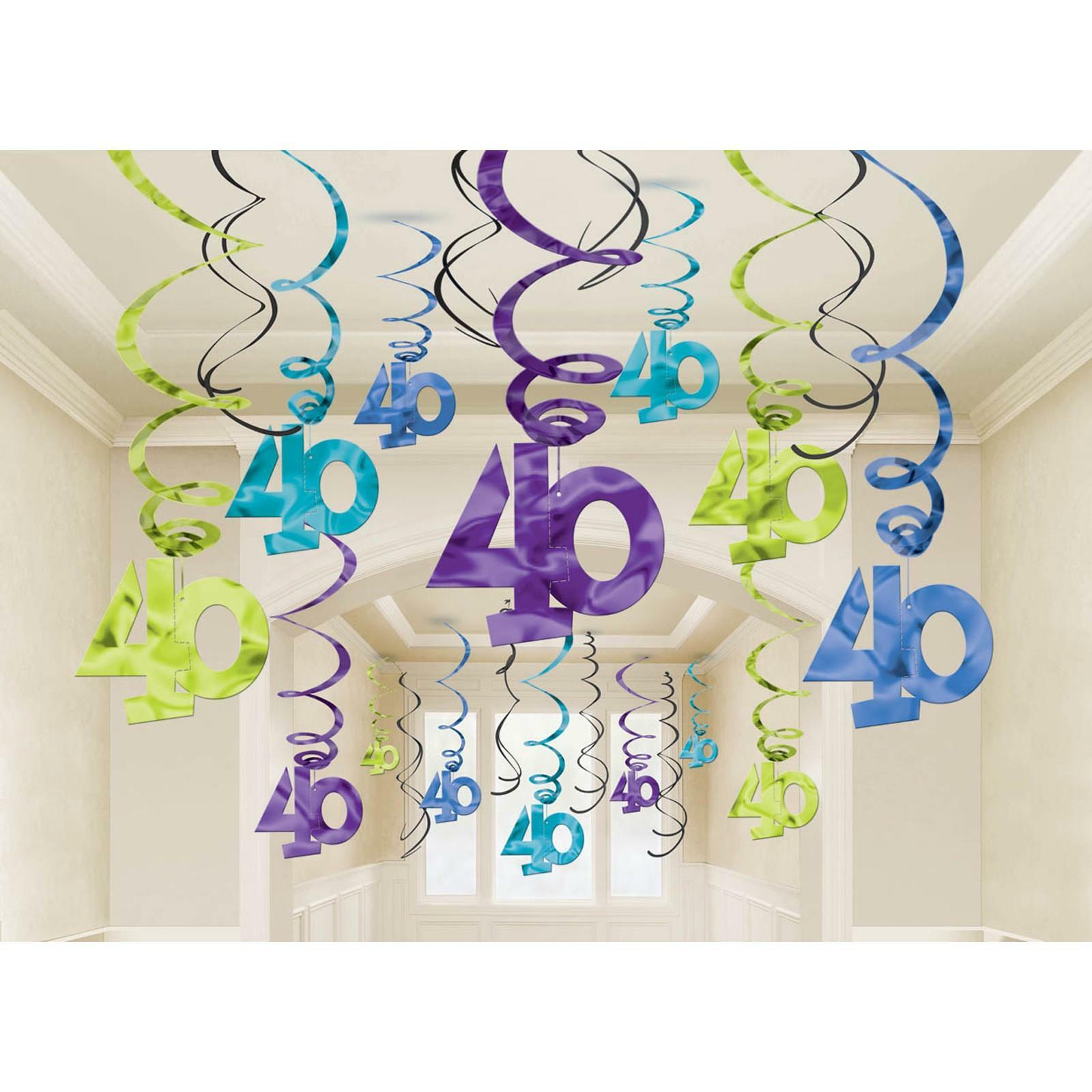 40th Birthday Foil Swirl Decorations (Pack of 30)