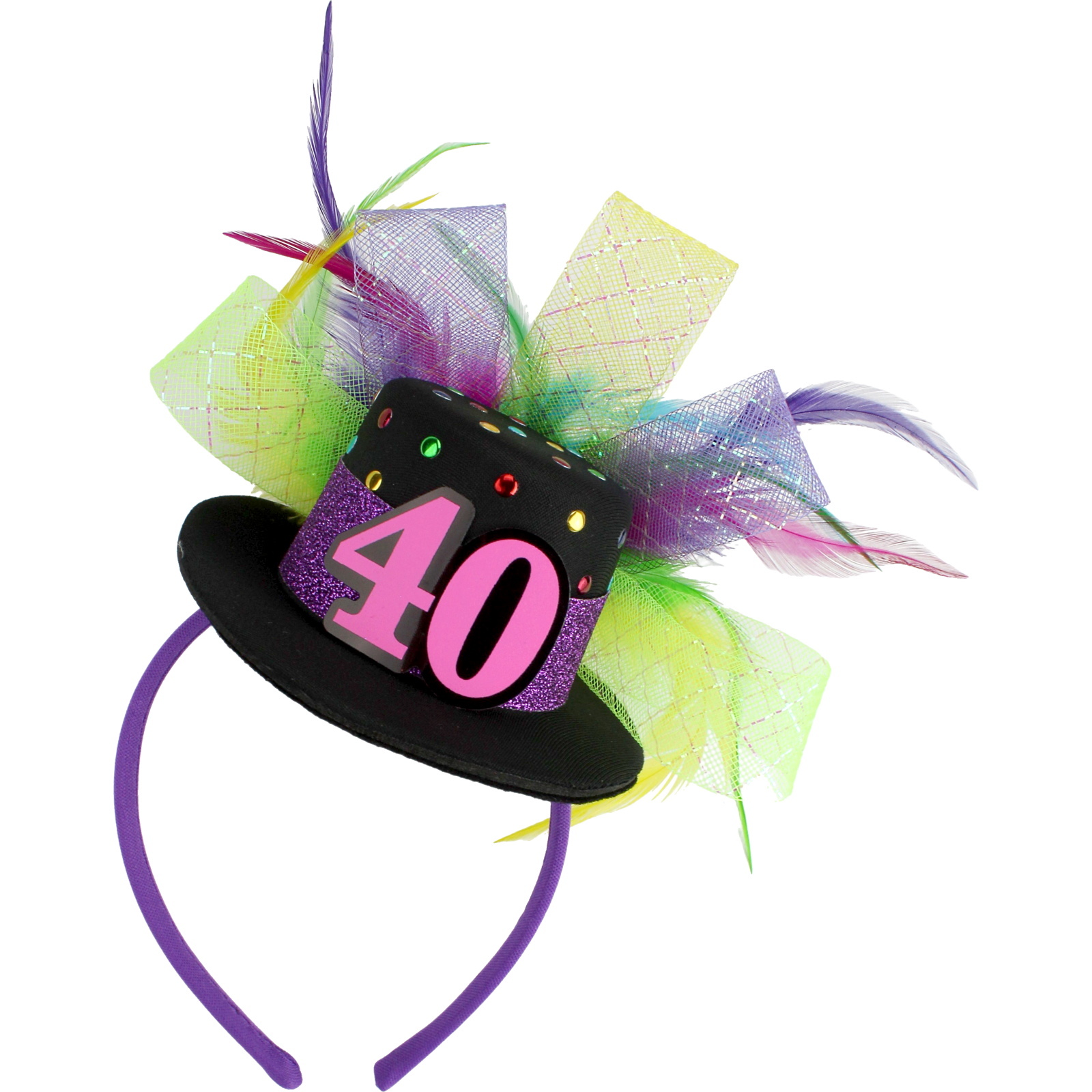 40th Colourful Mini Hat Headband 