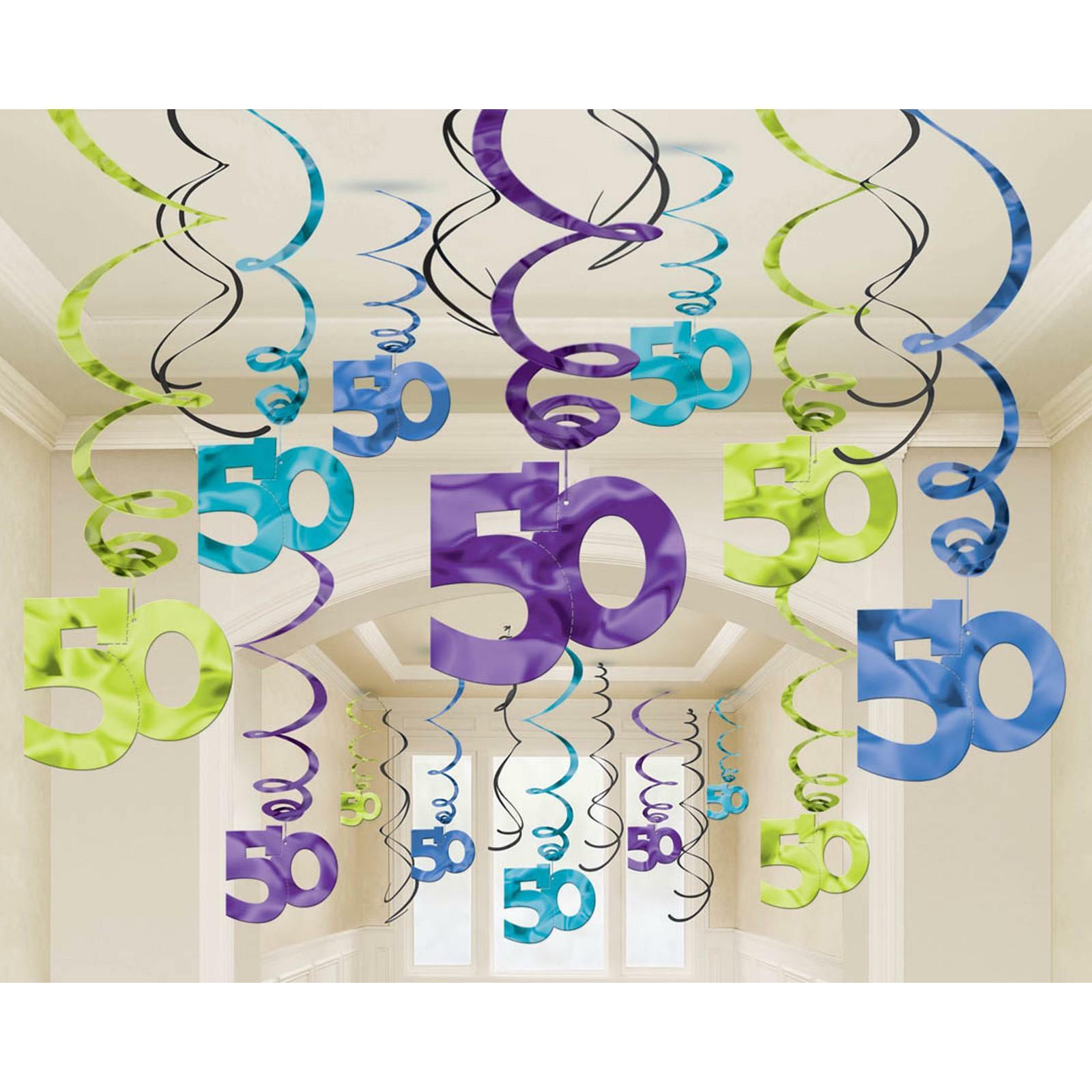 50th Birthday Foil Swirl Decorations (Pack of 30)