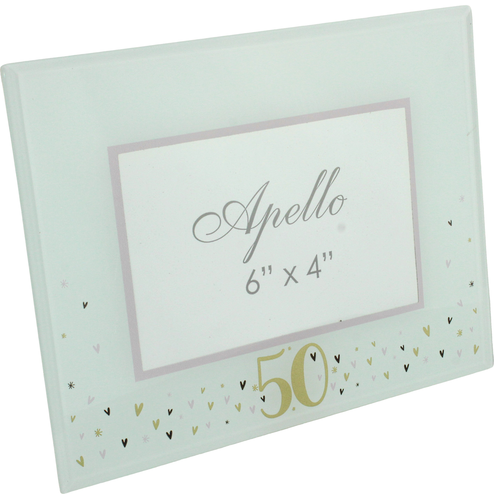 50th Birthday Pastel Hearts Glass Photo Frame
