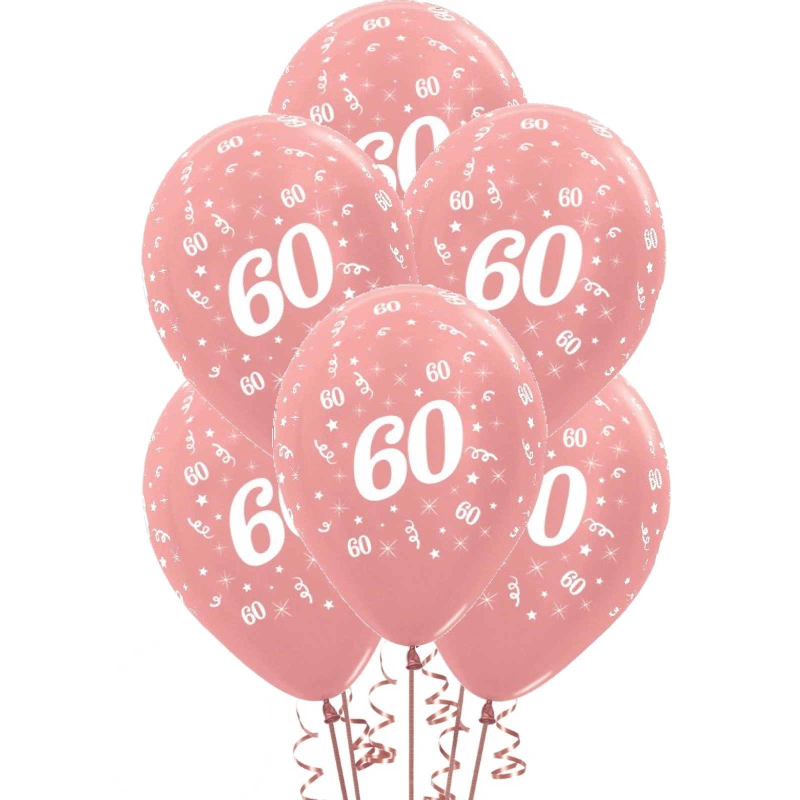 Sempertex All Over 60th Birthday Rose Gold Balloons (Pack of 6)
