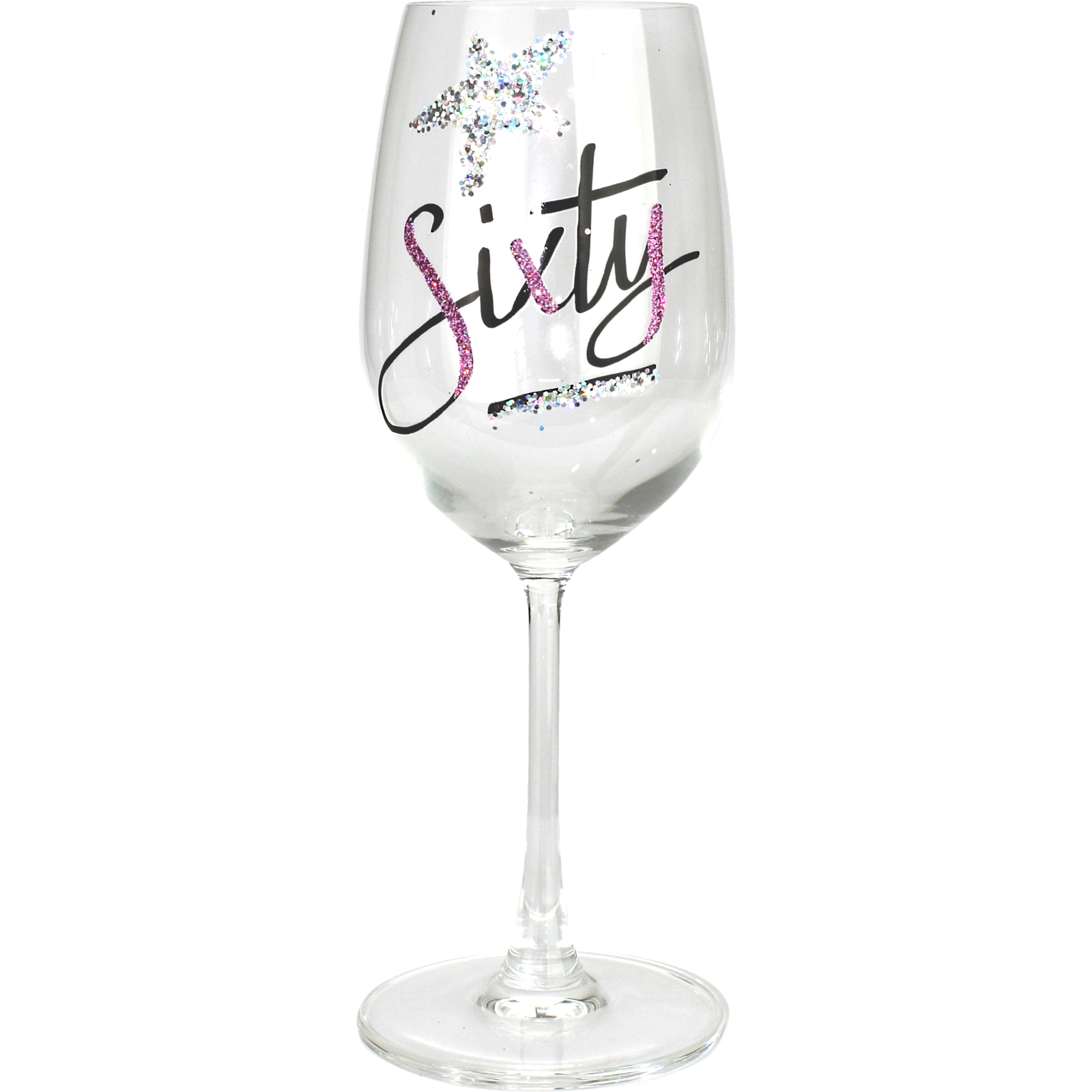 60th Birthday Holographic Glitter Wine Glass