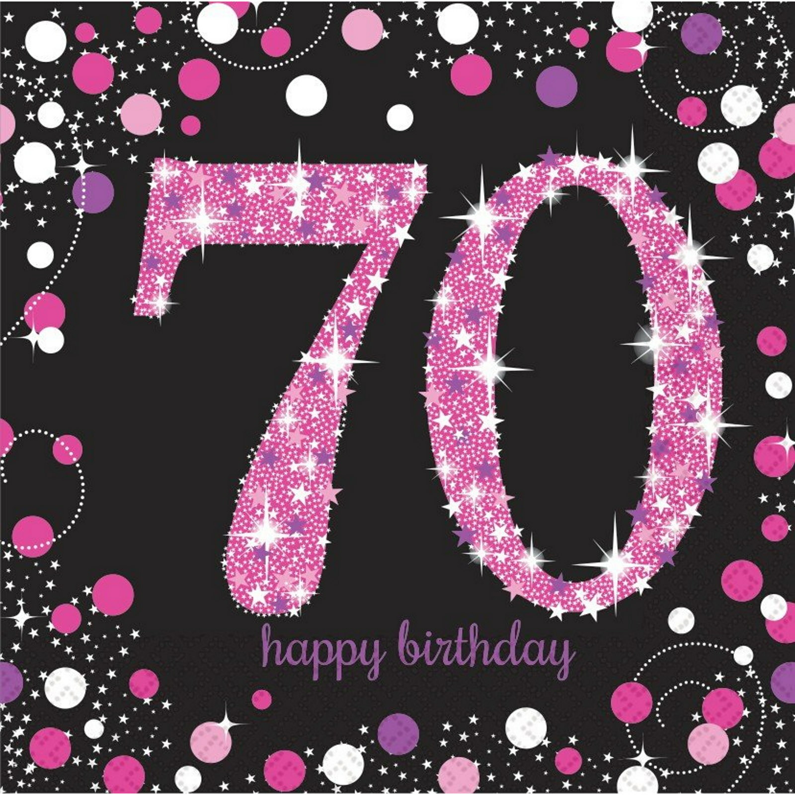Pink Celebration 70th Birthday Large Napkins / Serviettes (Pack of 16)