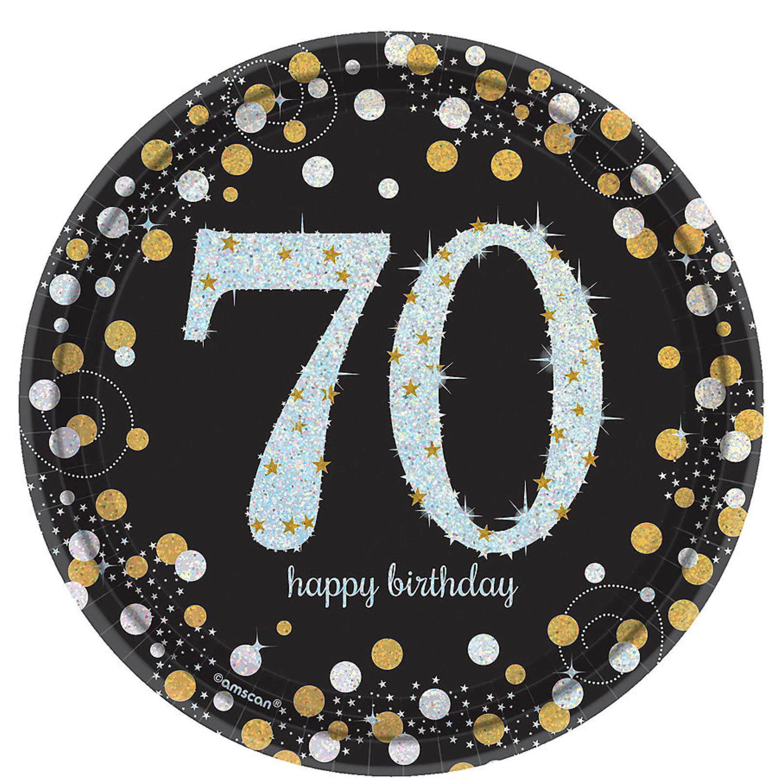 Sparkling Celebration 70th Birthday Large Paper Plates (Pack of 8)