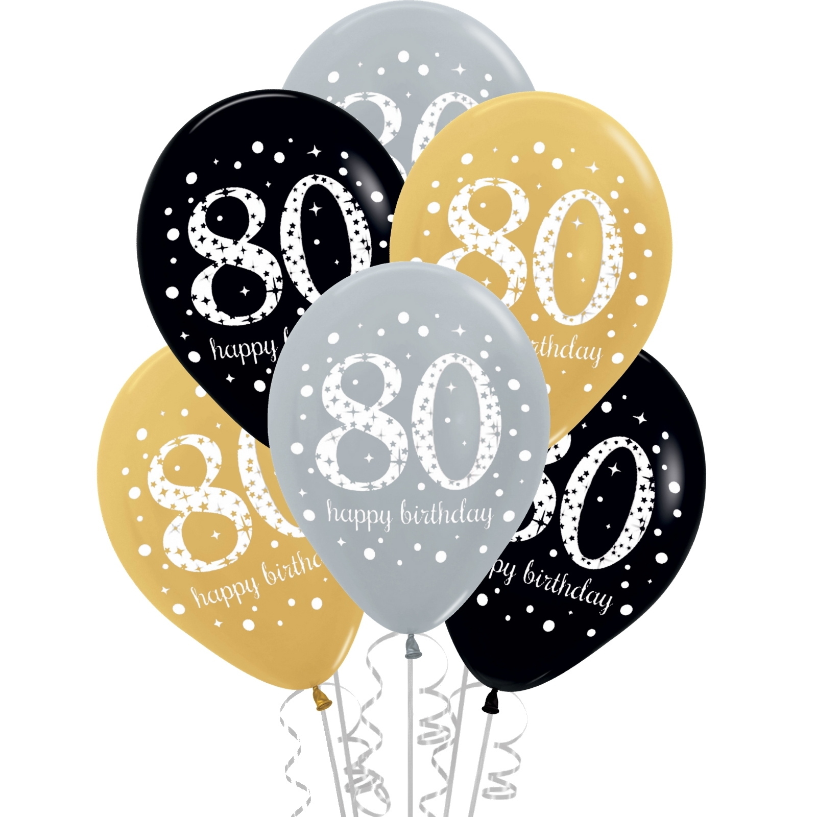 Sparkling Celebration 80th Birthday Balloons (Pack of 6)