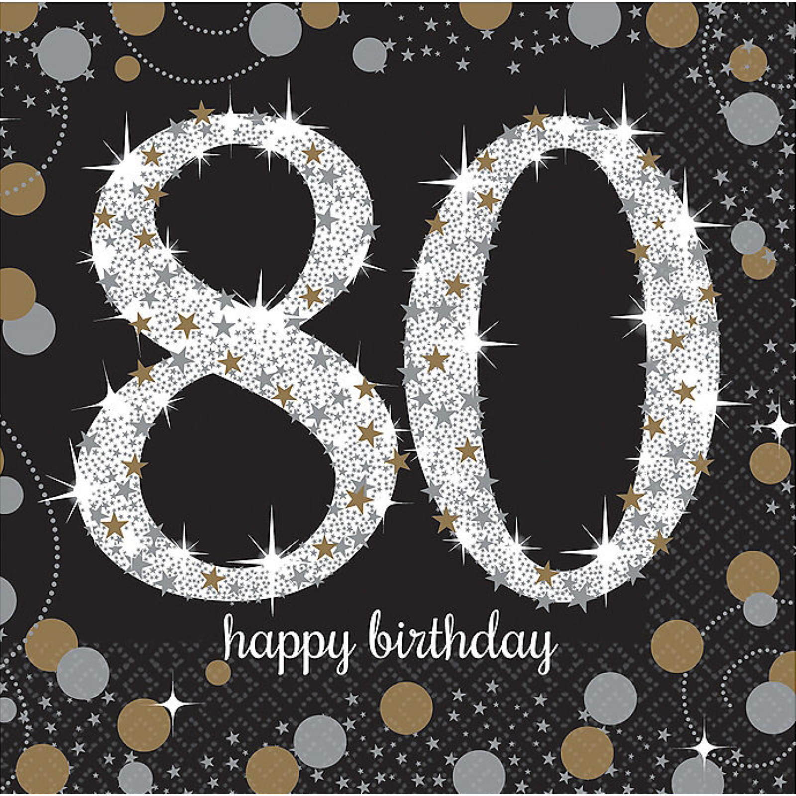 Sparkling Celebration 80th Birthday Large Napkins / Serviettes (Pack of 16)