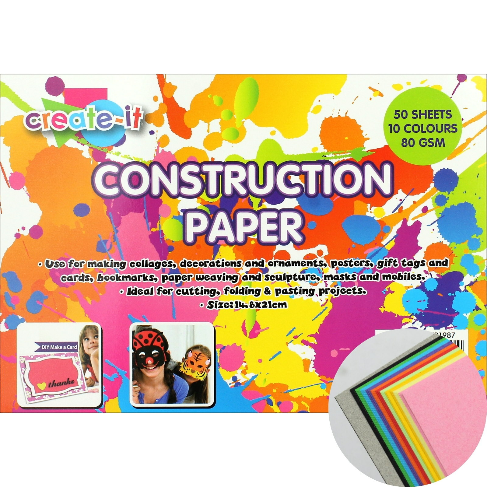 A5 Coloured Construction Paper (50 Sheets)