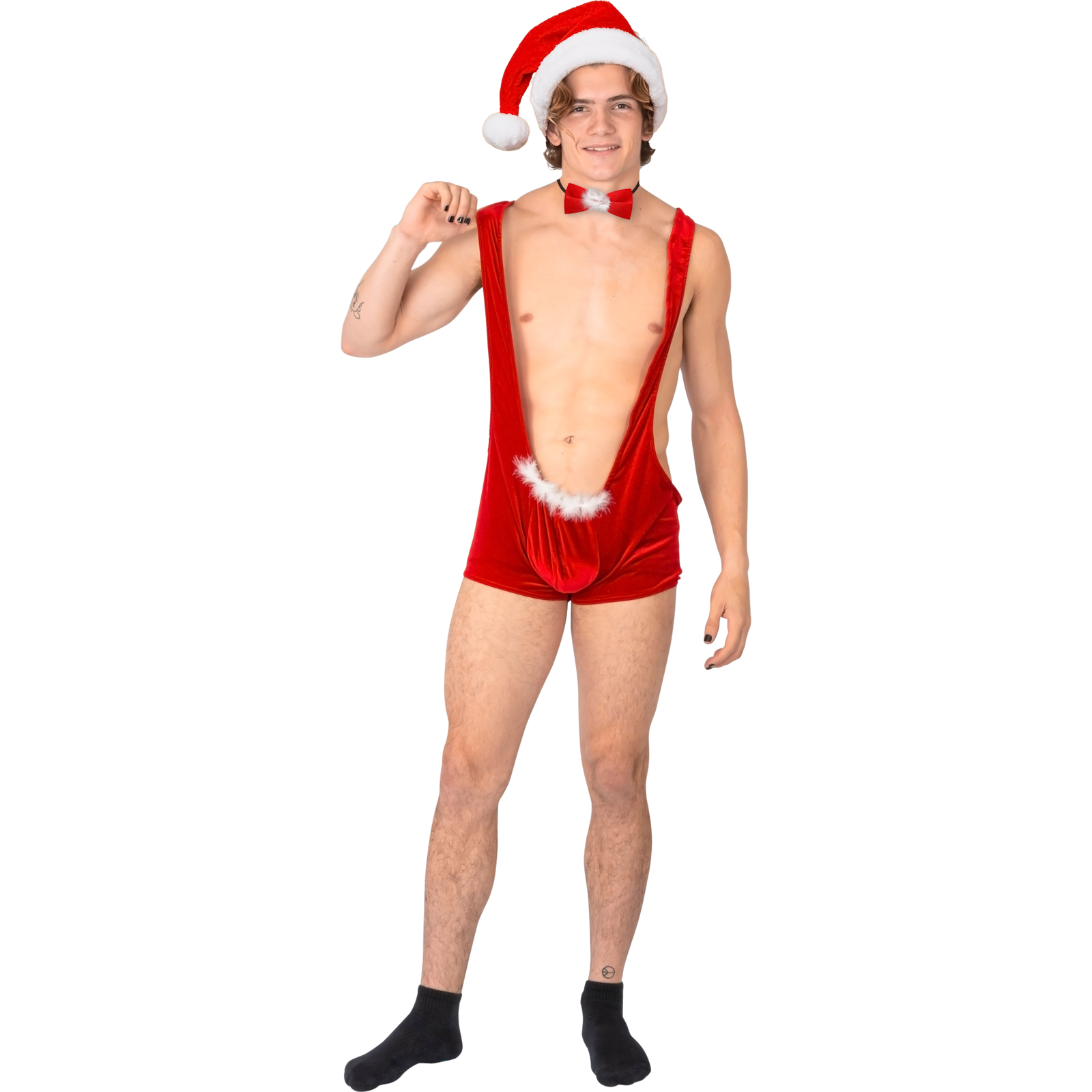 Sexy Mens Novelty Santa Suit And Bow Tie