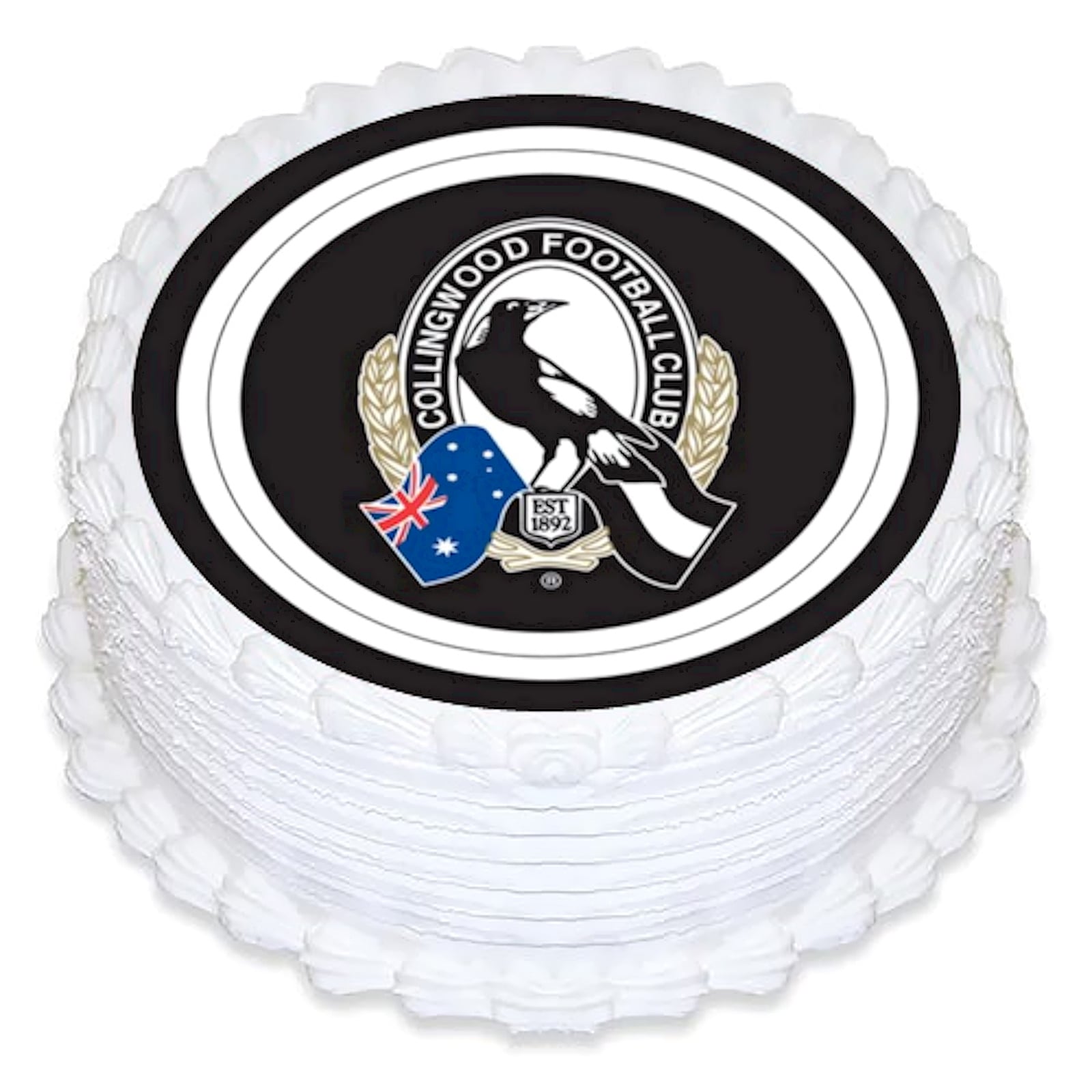 Collingwood Football Club Round Edible Icing Cake Decoration