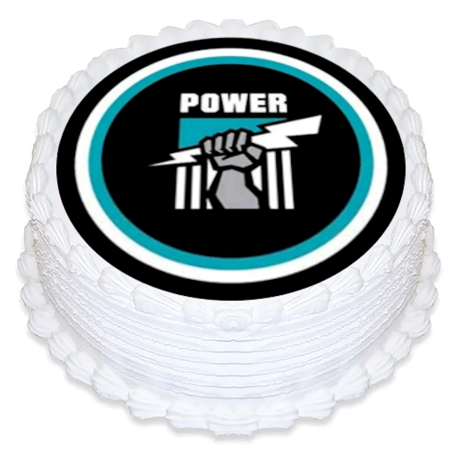 Port Adelaide Football Club Round Edible Icing Cake Decoration