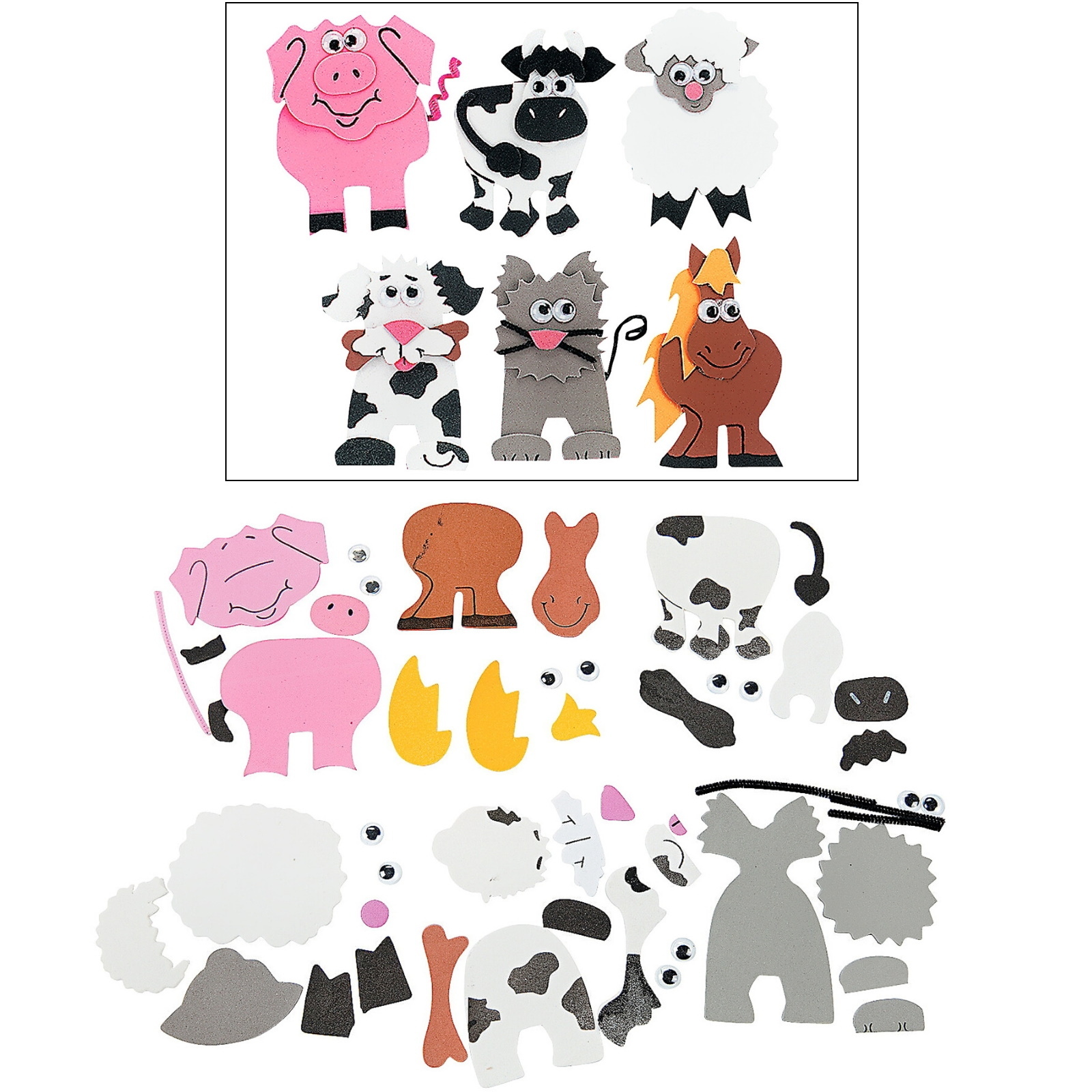 Foam Farm Animal Magnet Craft Kit (Set of 12)