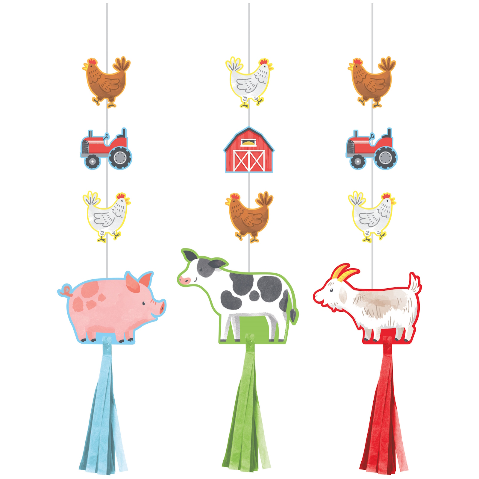 Farm Animals Hanging Decorations (Pack of 3)