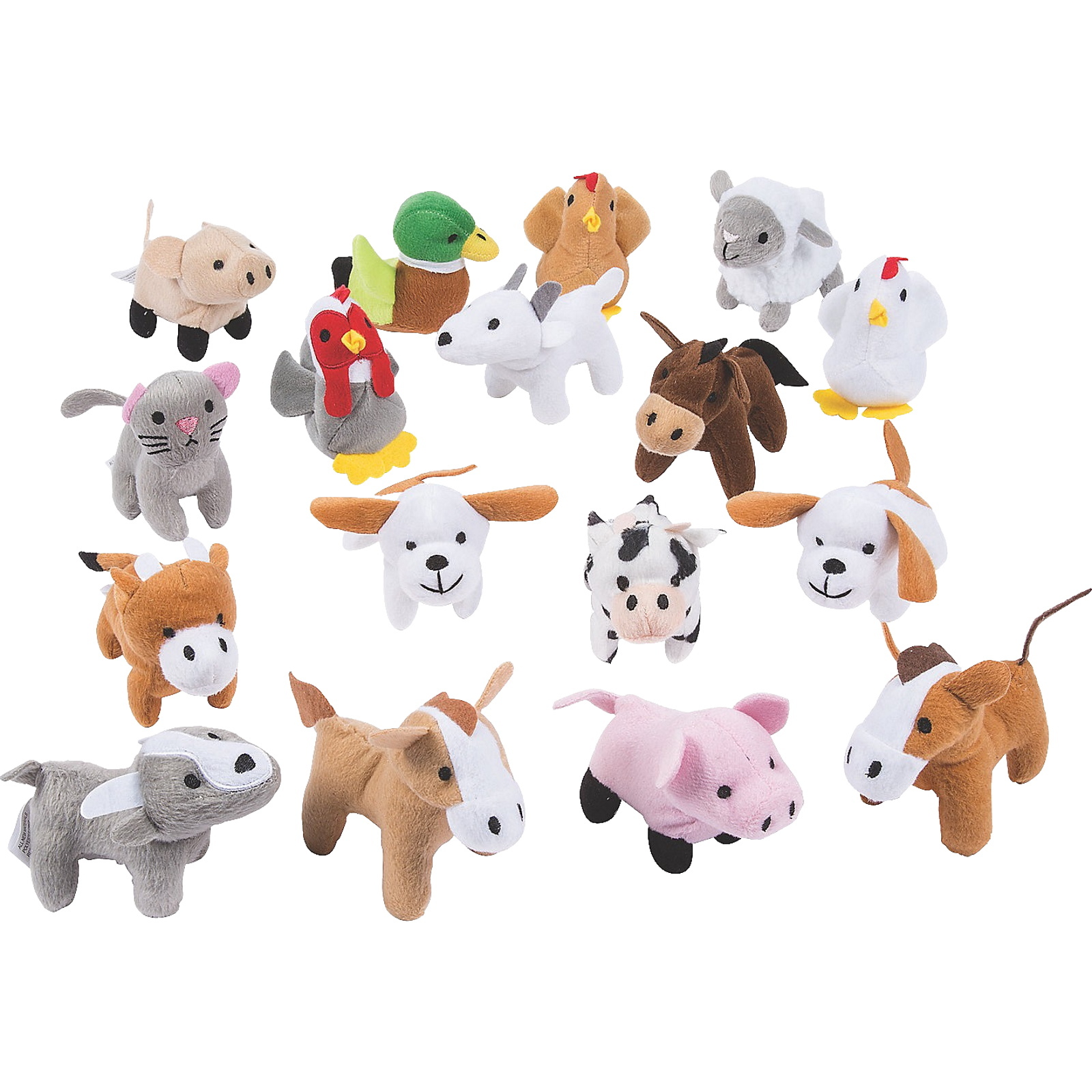 Mini Stuffed Farm Animals (Pack of 50)
