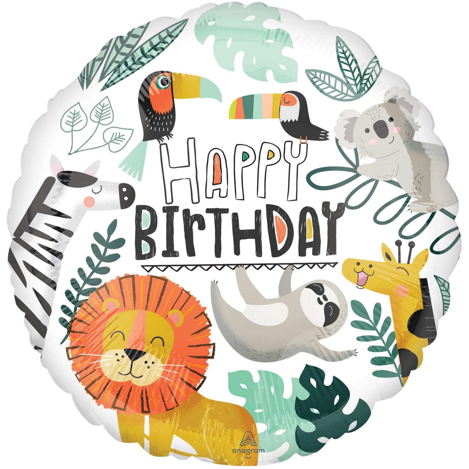 Get Wild Jungle Happy Birthday Foil Helium Balloon