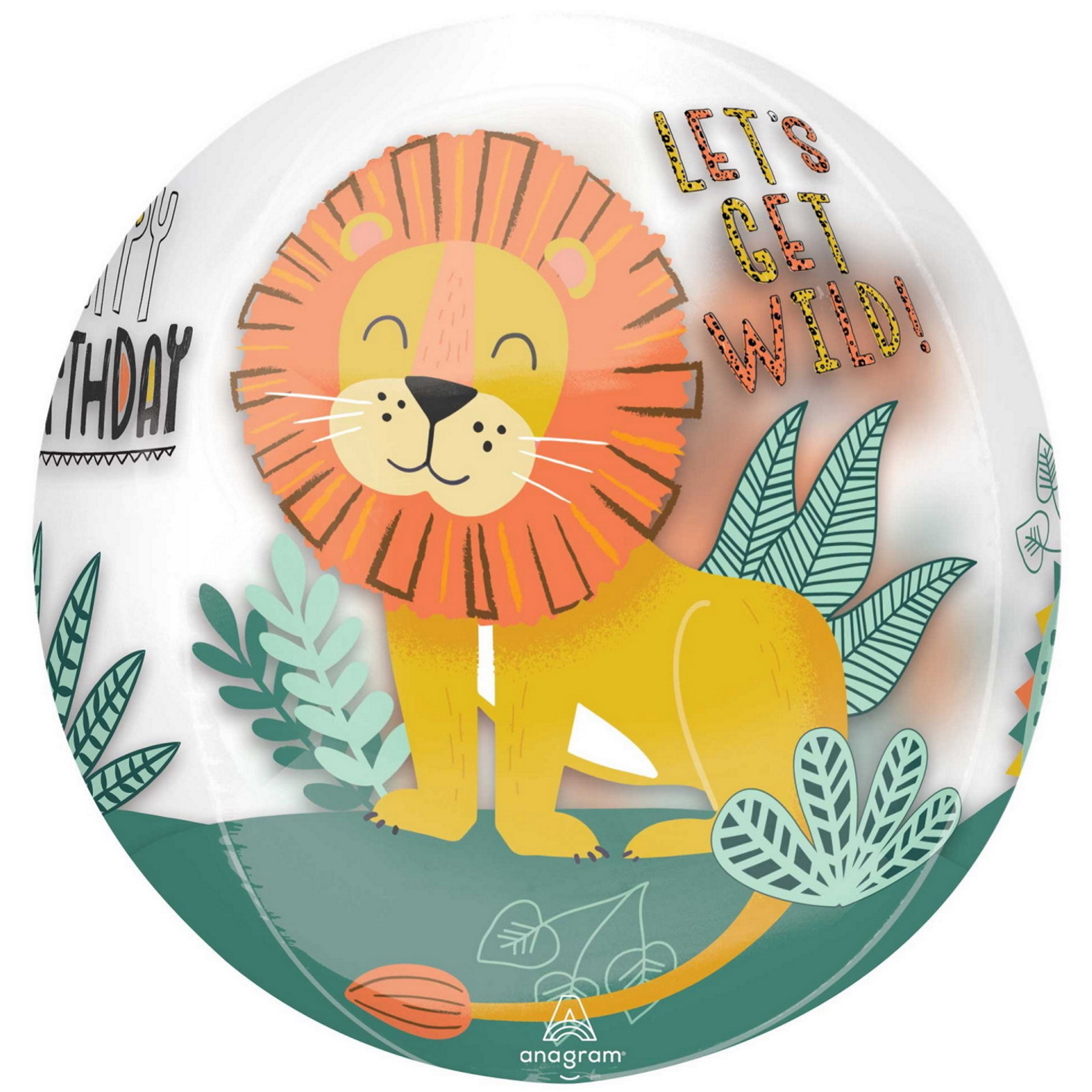 Orbz Get Wild Jungle Happy Birthday Foil Helium Balloon 