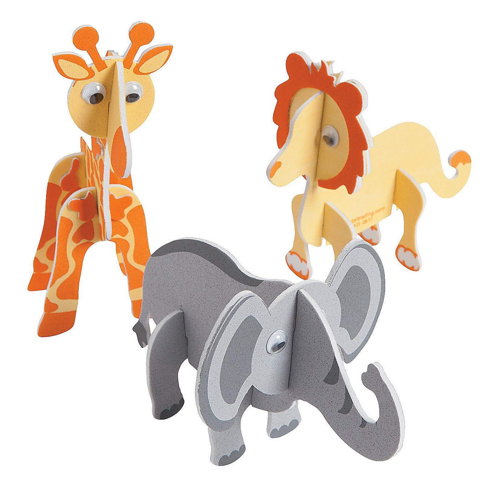 3D Foam Safari Animal Craft Kits (Pack of 12)
