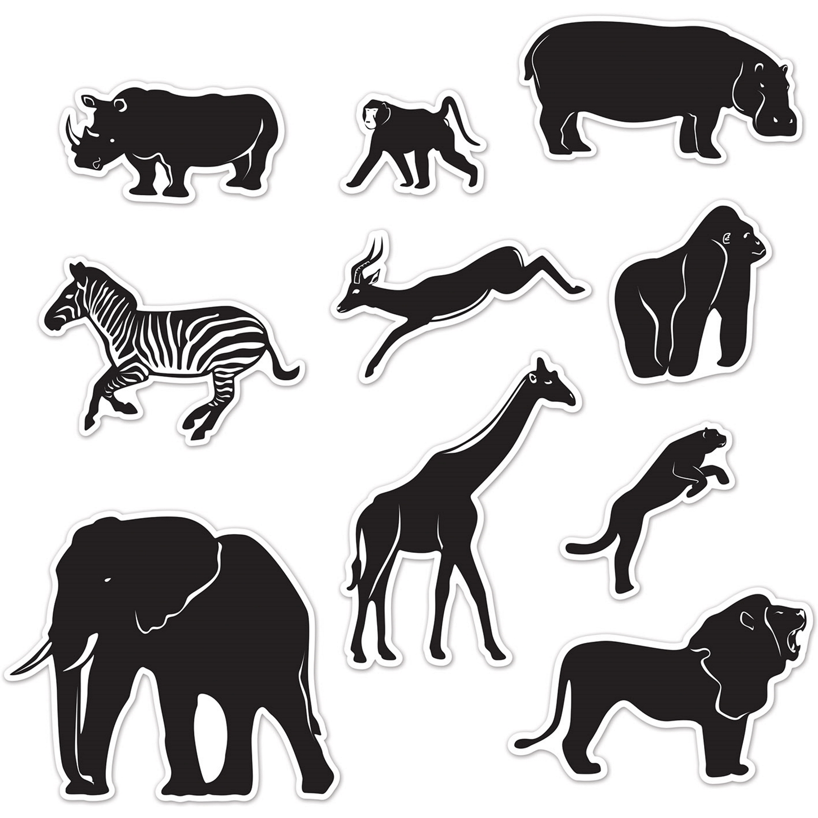Large Jungle Animal Silhouettes (Pack of 10)