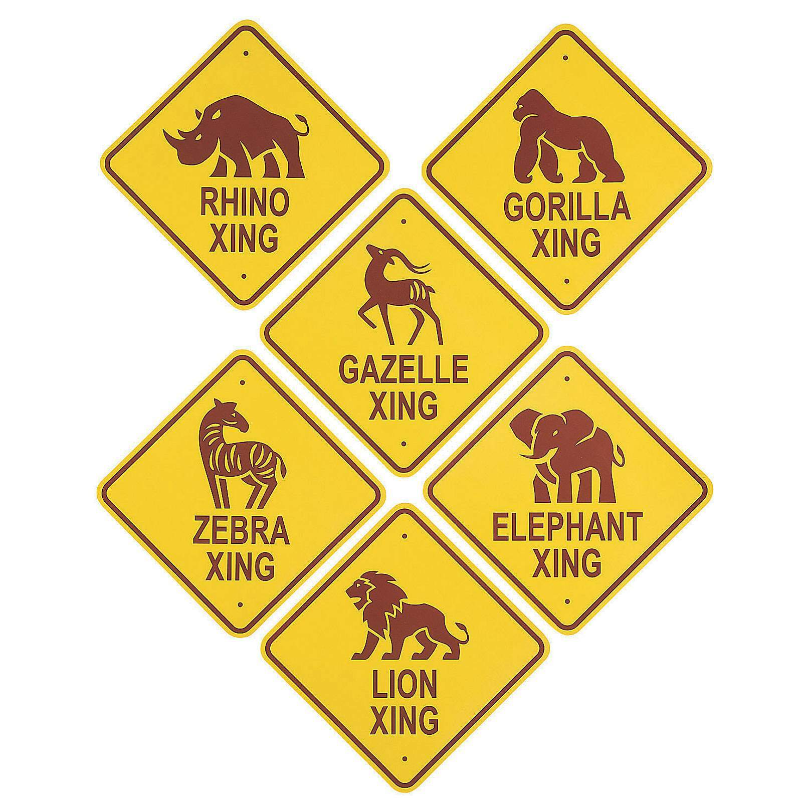 African Safari Crossing Signs (Pack of 6)