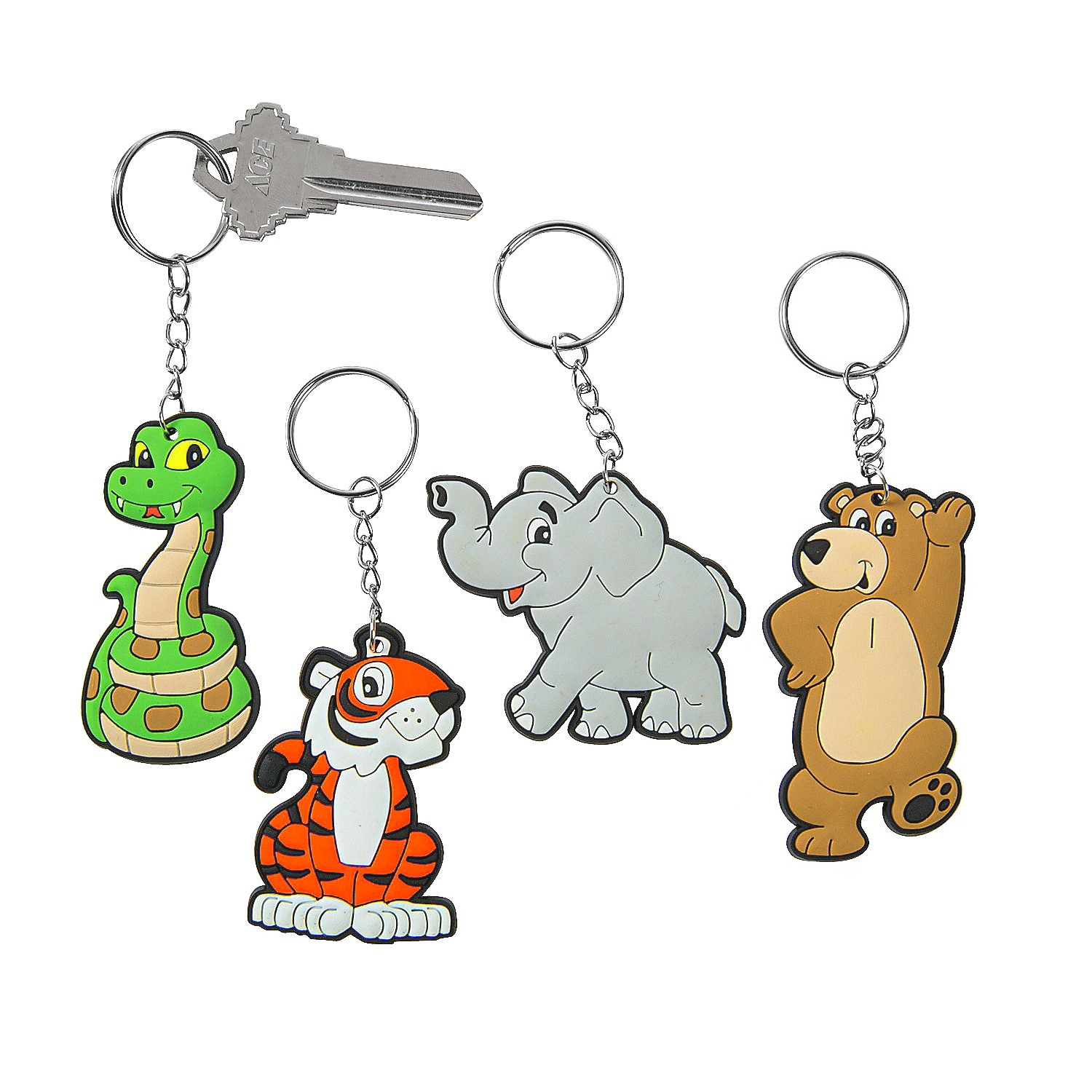 Jungle Animal Keyrings (Pack of 12)