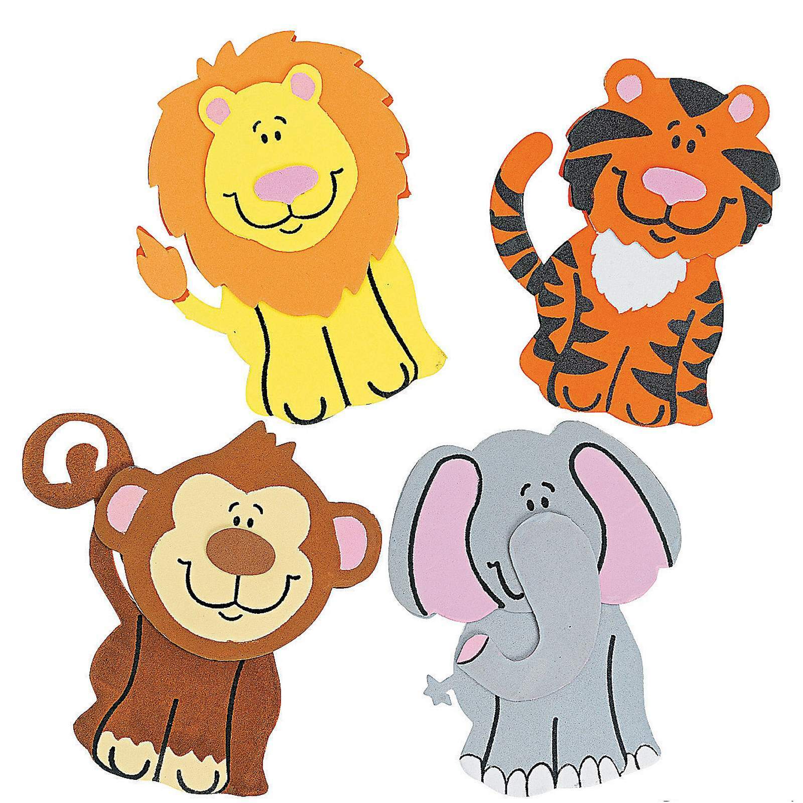 Foam Zoo Animals Magnet Craft Kits (Pack of 12)
