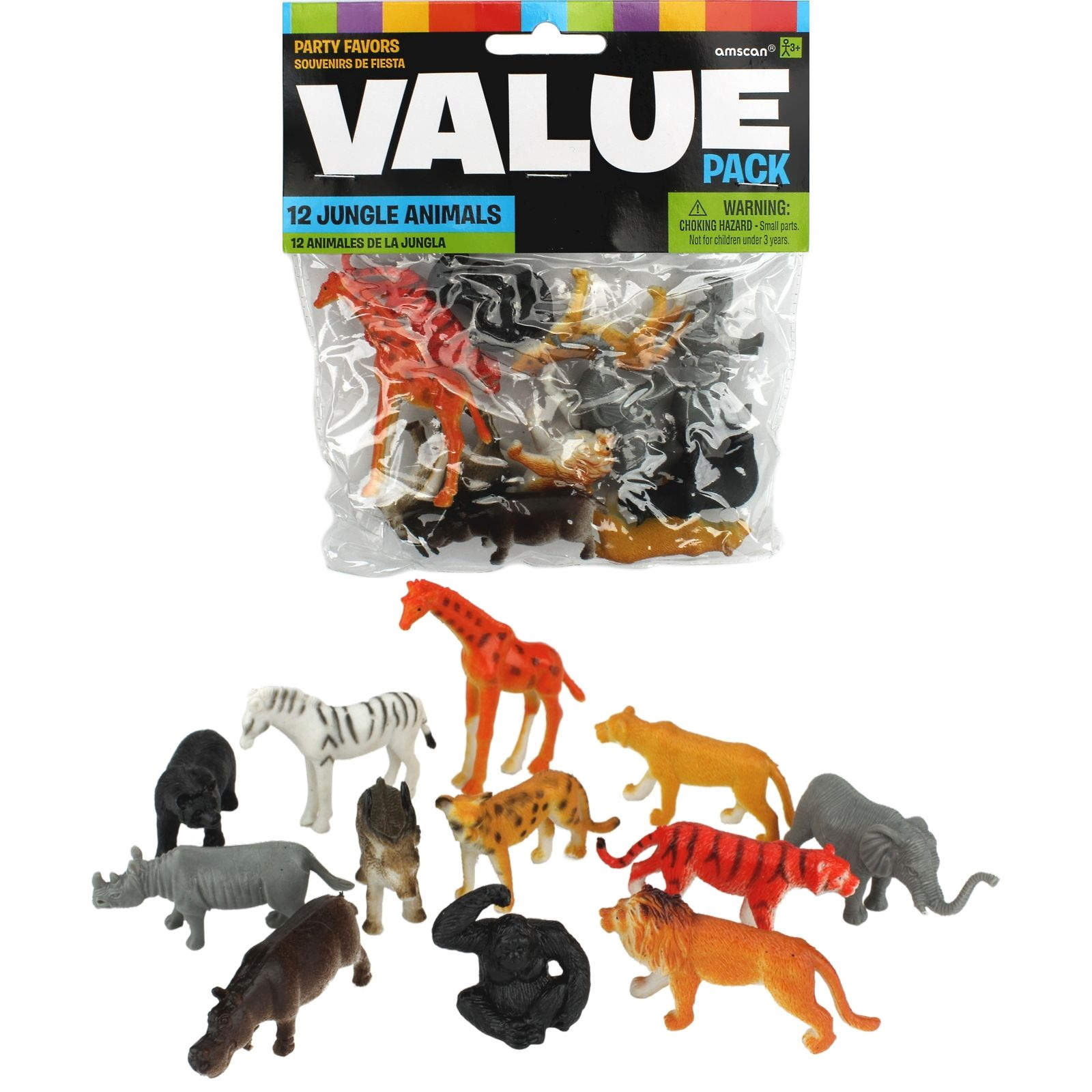 Small Jungle Animals Plastic Toys (Pack of 12)