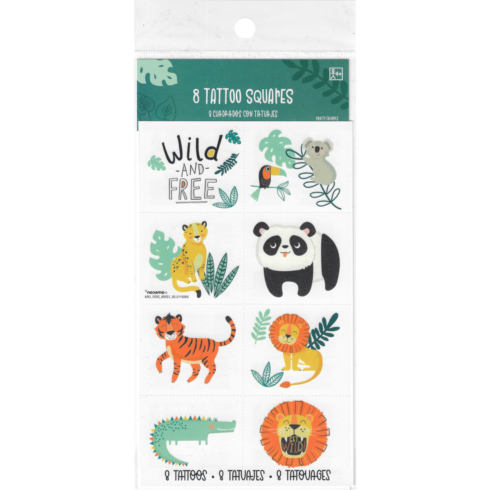 Get Wild Jungle Tattoos (Pack of 8) 
