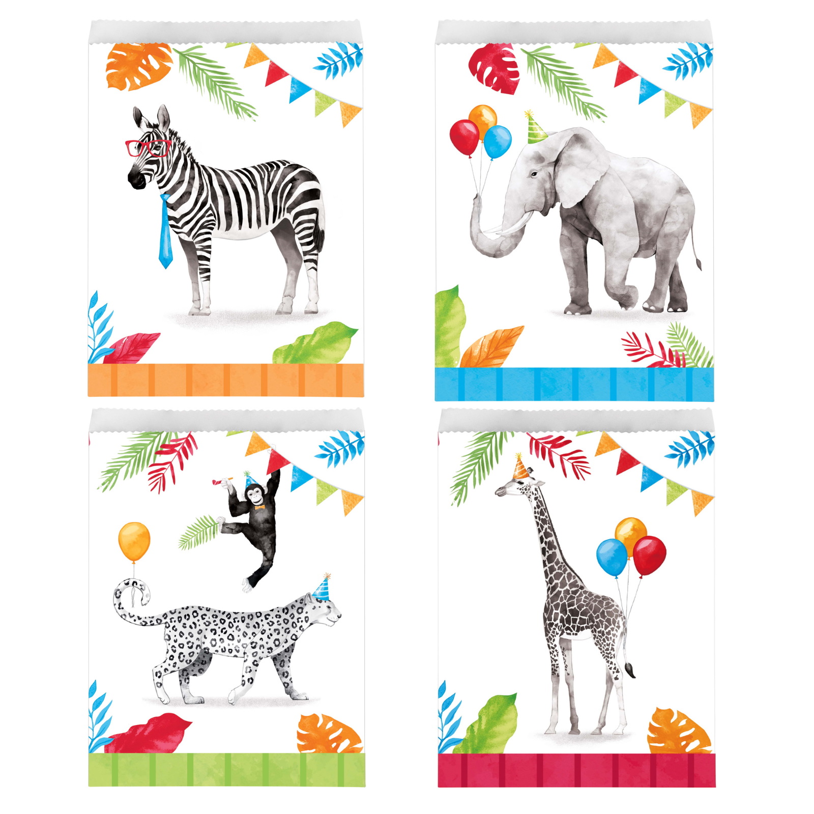 Party Animals Paper Lolly / Treat Bags (Pack of 8)