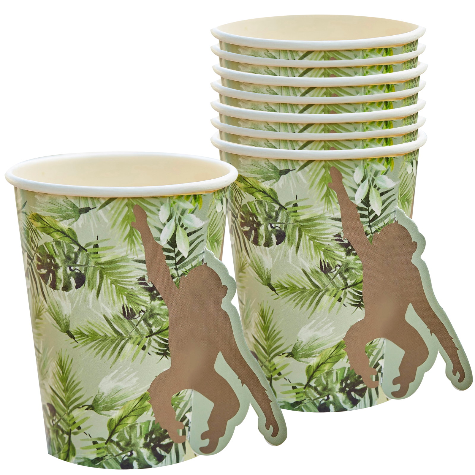 Ginger Ray Wild Jungle Monkey Pop Out Paper Cups (Pack of 8) 