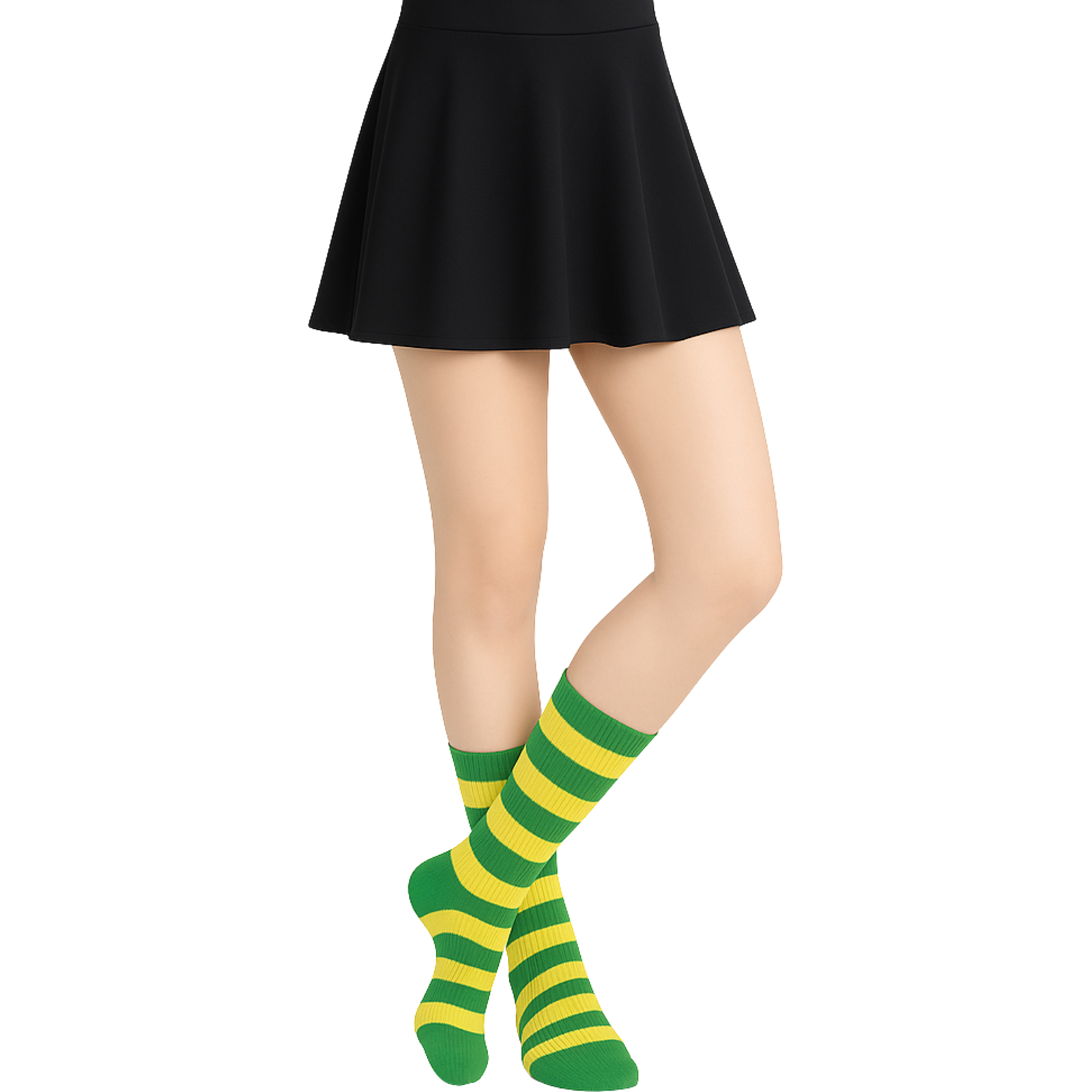 Green and Yellow Striped Crew Socks (1 Pair)