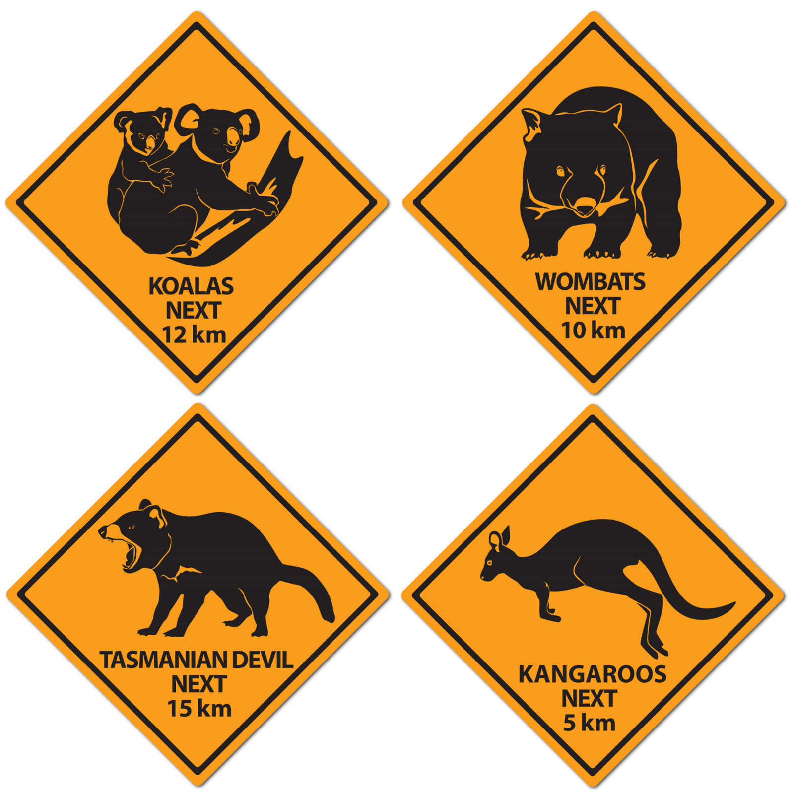 Aussie Outback Road Signs (Pack of 4)