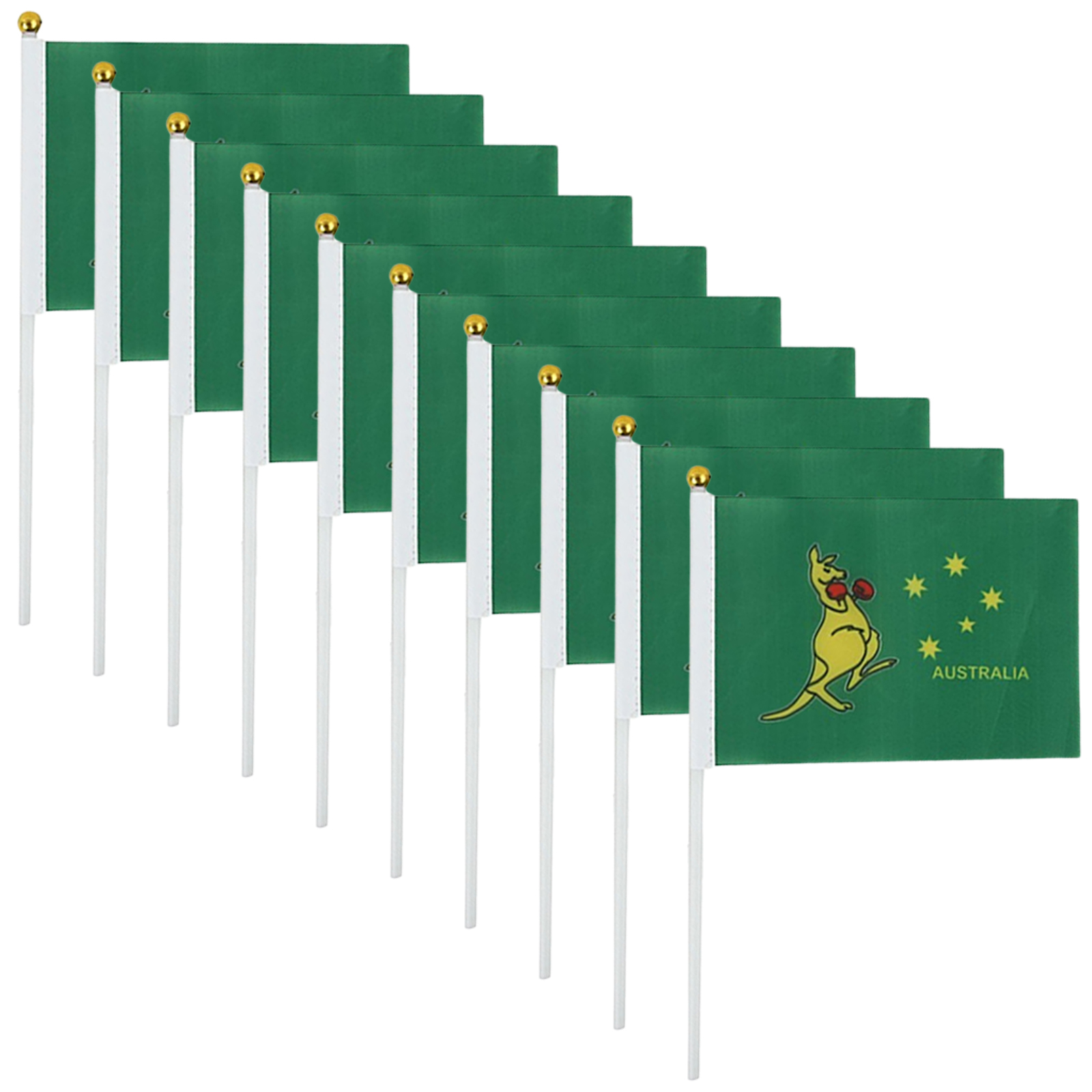 Aussie Boxing Kangaroo Flags 10cm x 15cm (Pack of 10)