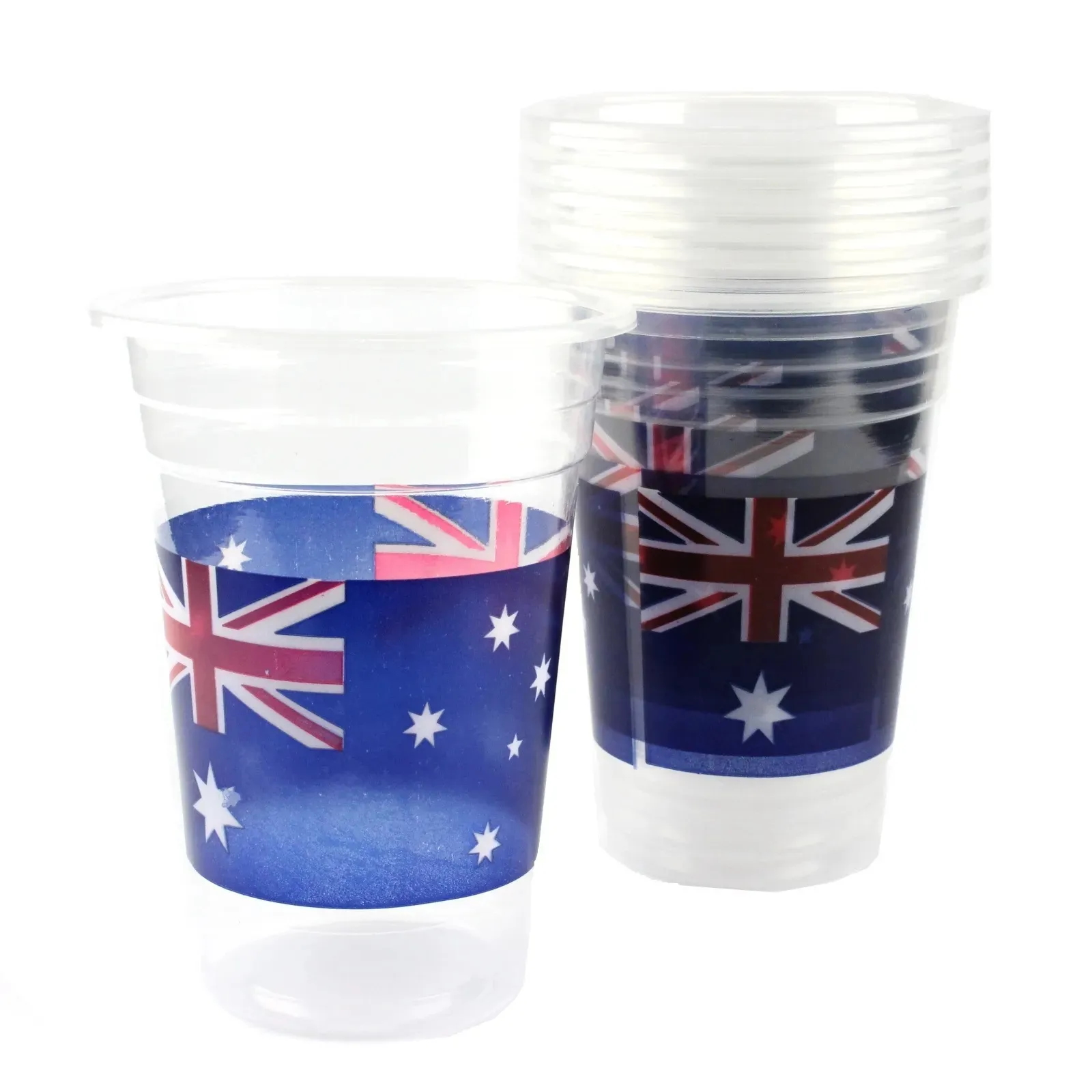 Australian Flag Clear Plastic Cups (Pack of 8)