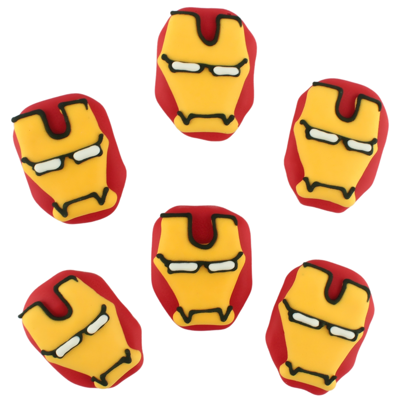 Iron Man Edible Sugar Cupcake Decorations (Pack of 6)