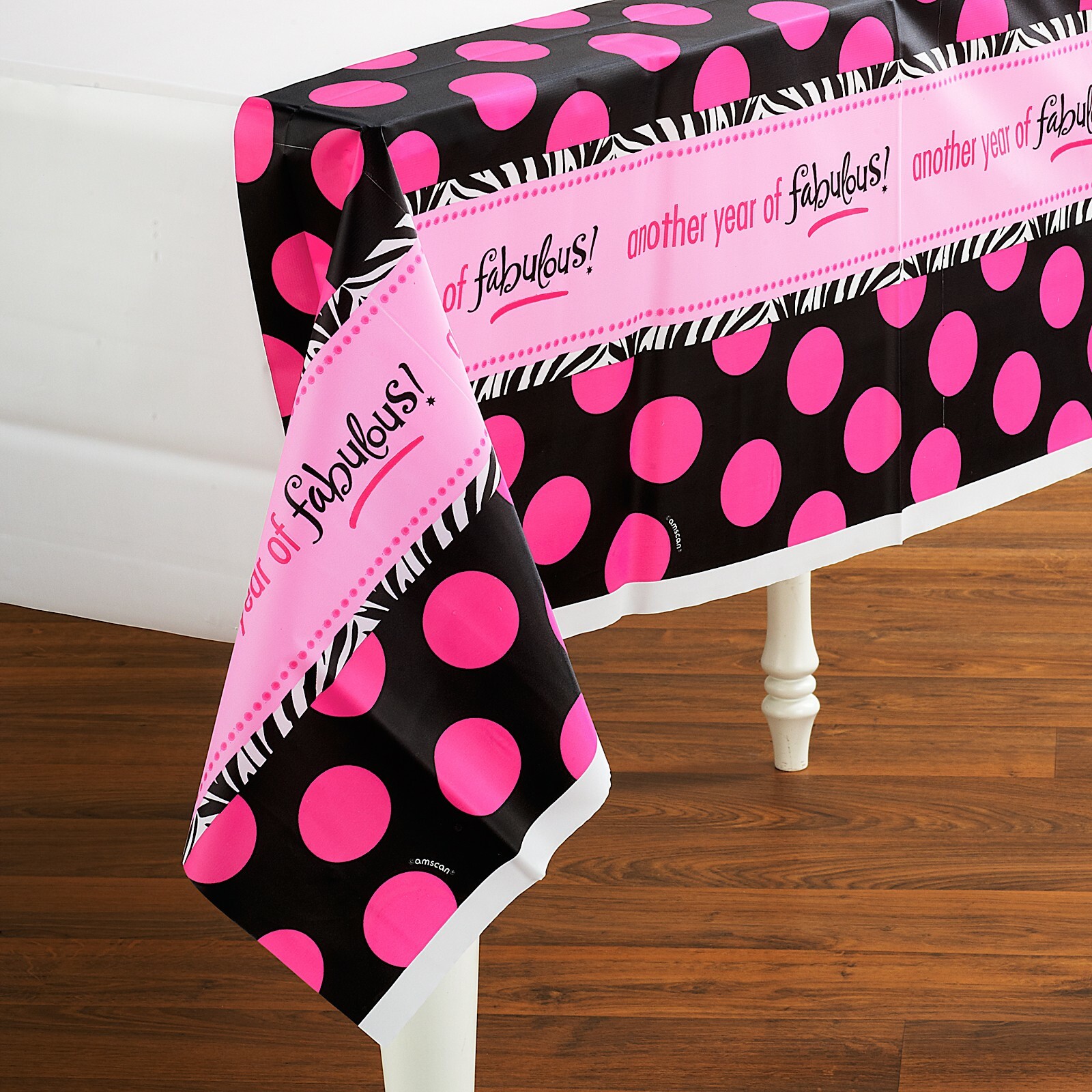 Another Year of Fabulous Pink Zebra Plastic Tablecloth